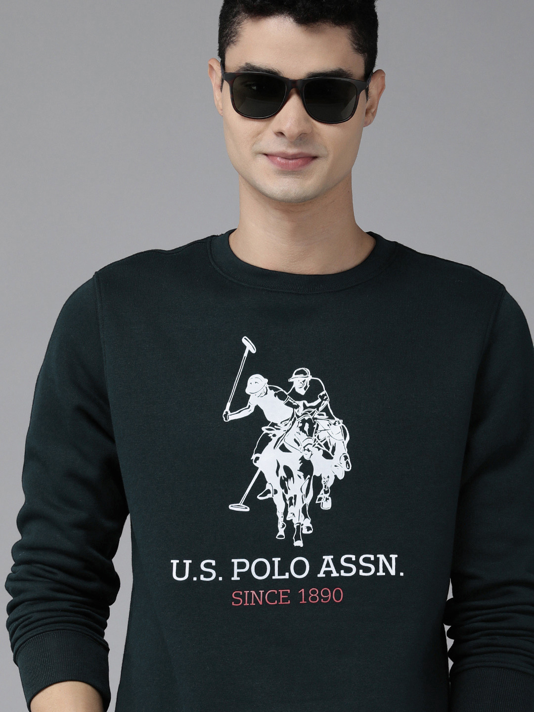 

U S Polo Assn Men Navy Blue Brand Logo Printed Sweatshirt
