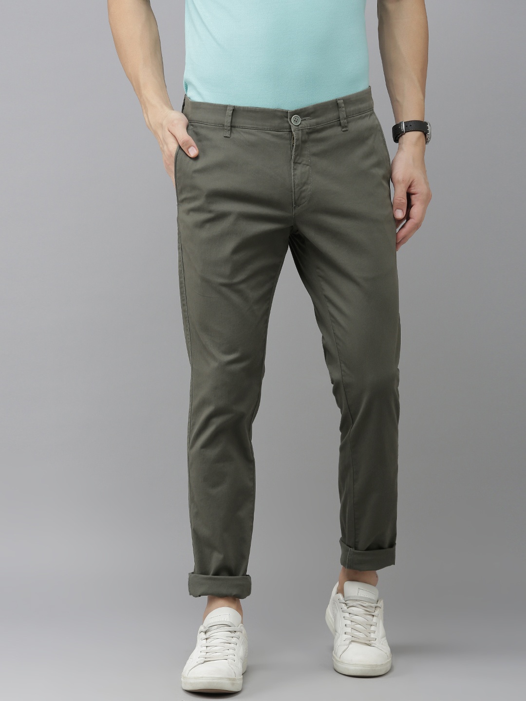 

U S Polo Assn Men Olive Green Slim Fit Trousers