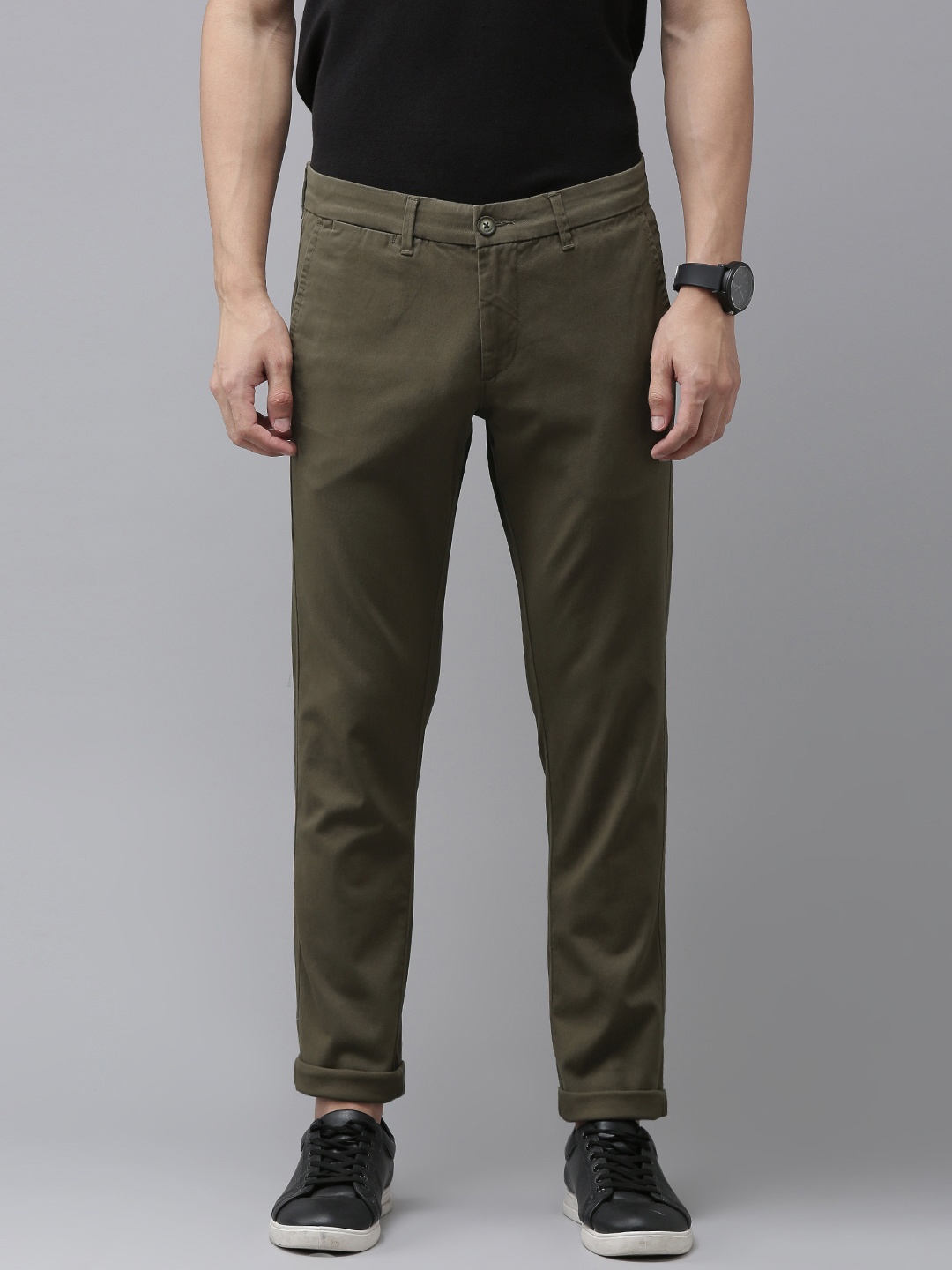 

U S Polo Assn Men Brown Slim Fit Wrinkle Free Corduroy Trousers