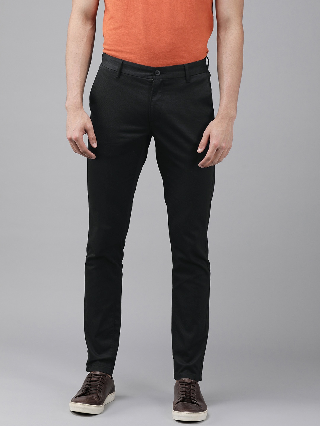 U S Polo Assn Men Black Slim Fit Corduroy Trousers