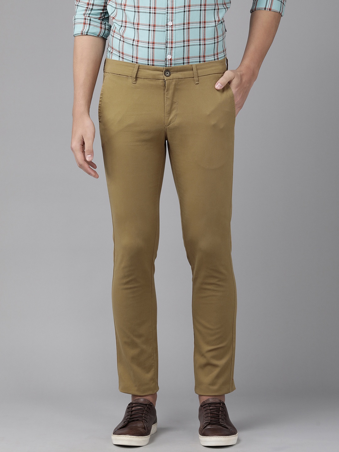 

U.S. Polo Assn. Men Mustard Yellow Slim Fit Corduroy Trousers