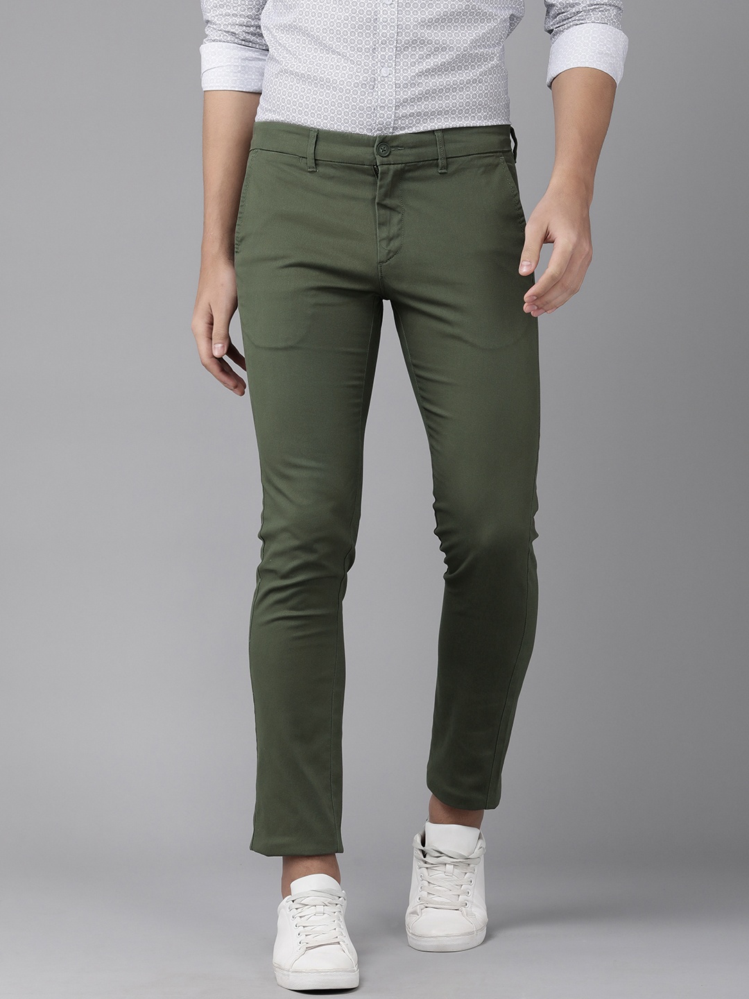 

U.S. Polo Assn. Men Olive Green Slim Fit Corduroy Trousers