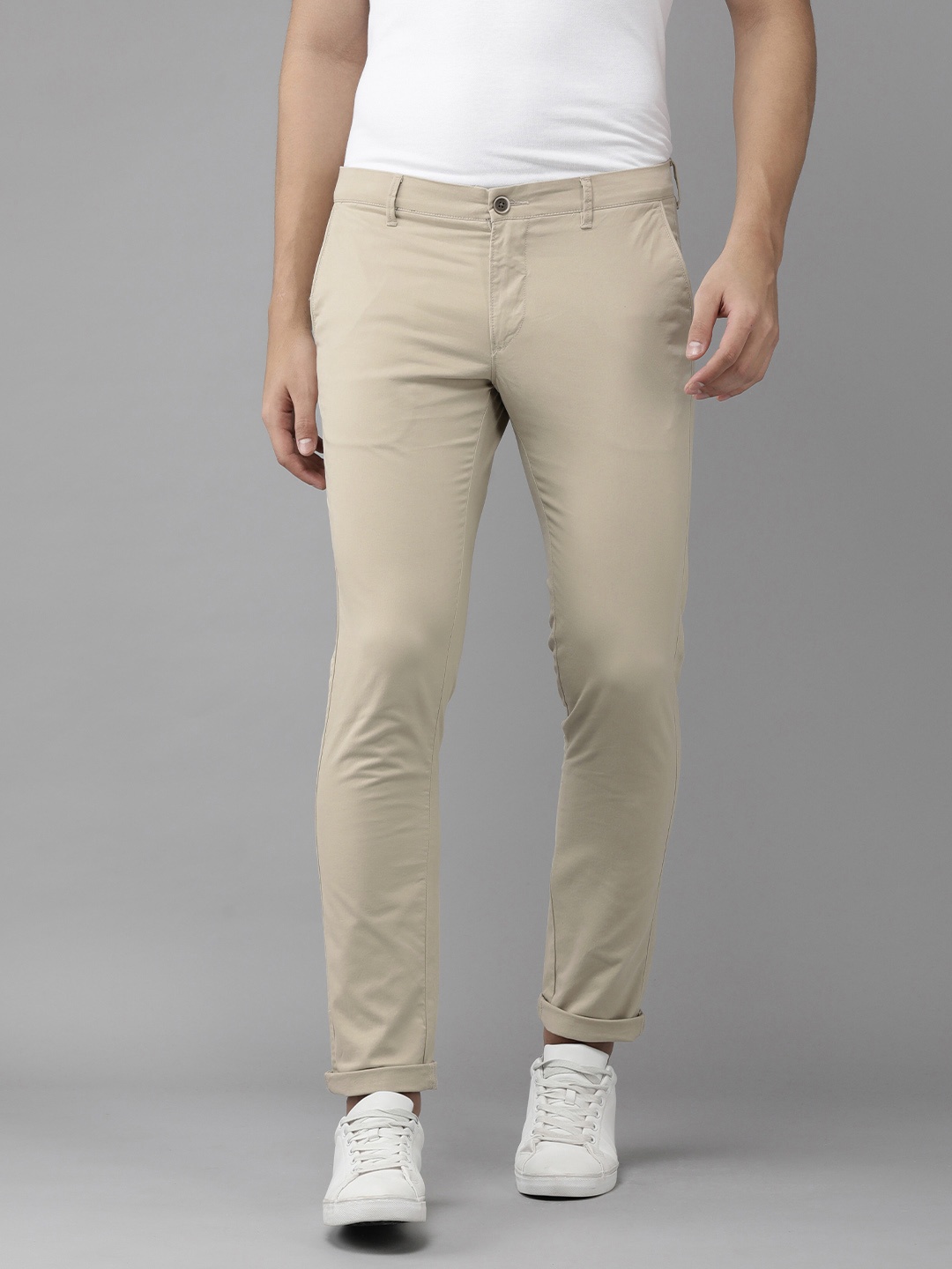 

U.S. Polo Assn. Men Beige Slim Fit Regular Trousers