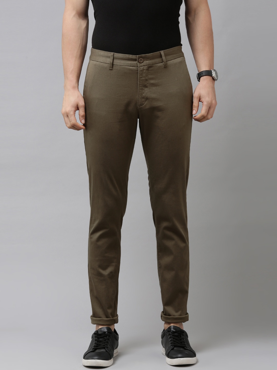 

U S Polo Assn Men Brown Printed Austin Trim Fit Chinos