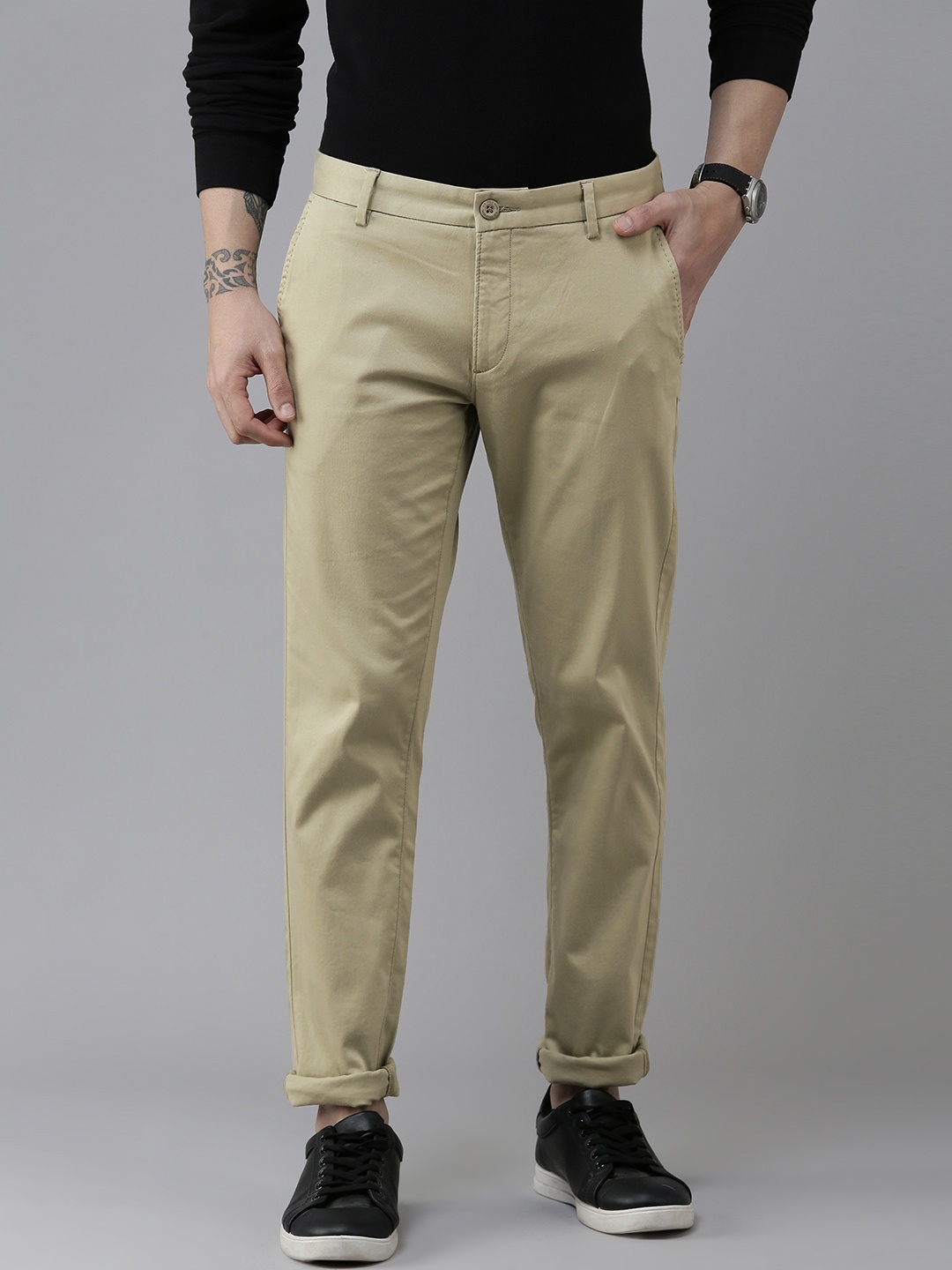 

U.S. Polo Assn. Men Olive Green Slim Fit Corduroy Trousers