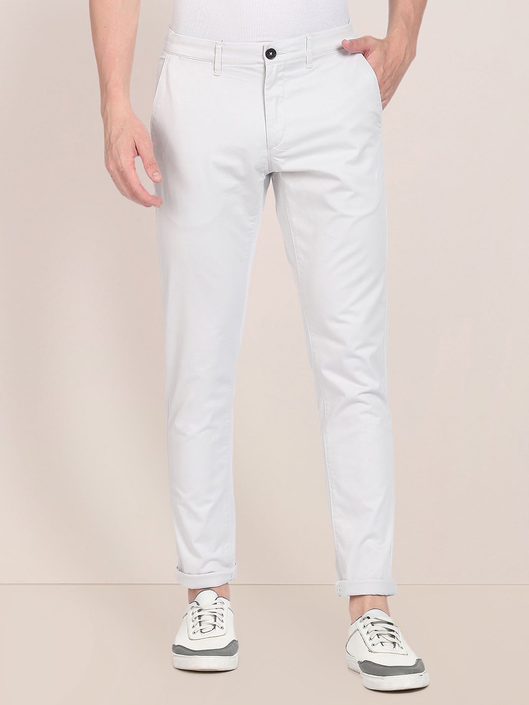 

U.S. Polo Assn. Men Grey Solid Slim Fit Trousers