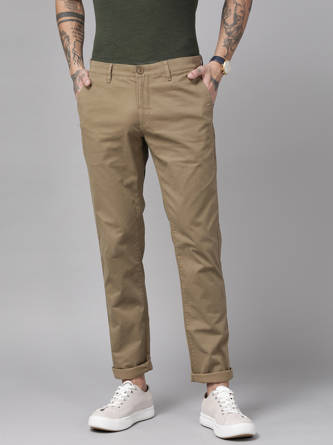 

U S Polo Assn Men Slim Fit Chinos, Brown