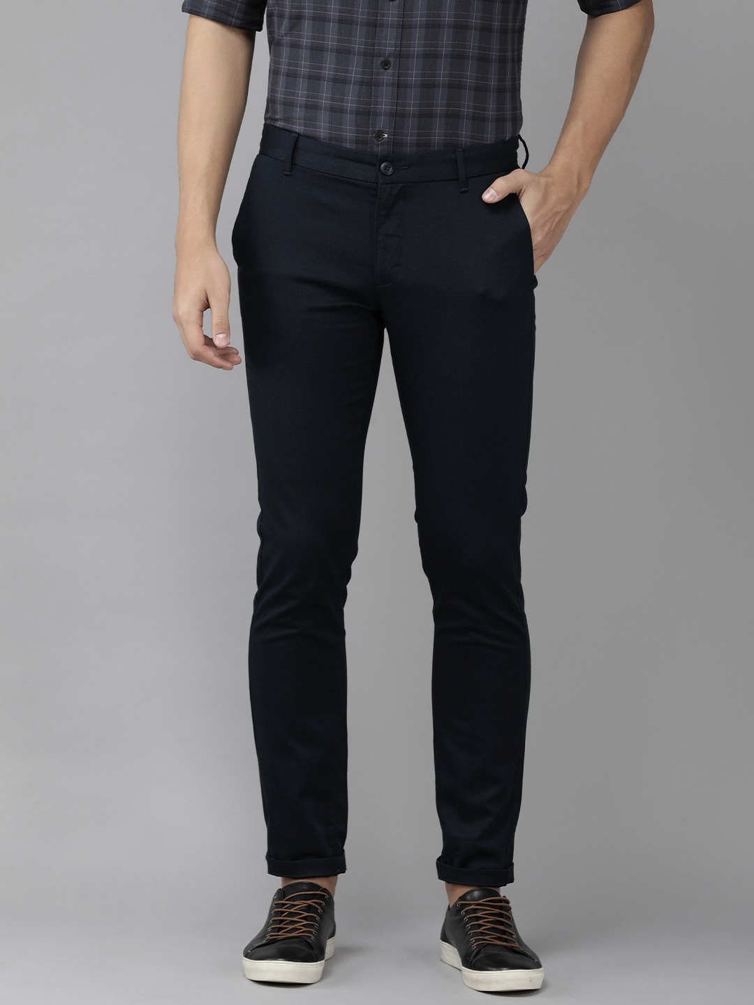 

U S Polo Assn Men Navy Blue Slim Fit Trousers