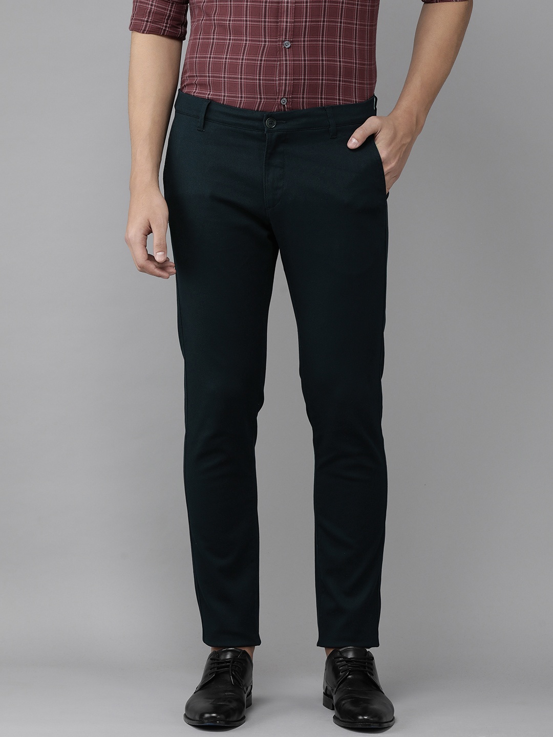 

U.S. Polo Assn. Men Navy Blue Slim Fit Corduroy Trousers