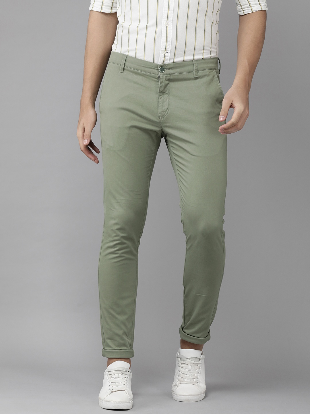 

U S Polo Assn Men Olive Green Austin Trim Fit Chinos