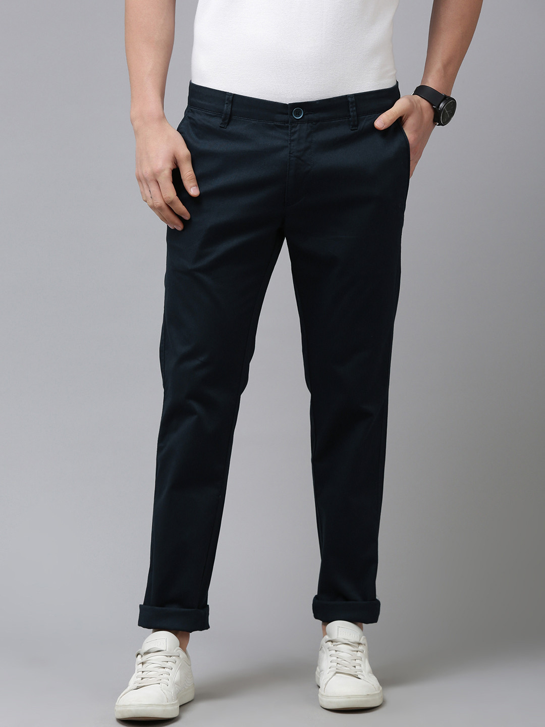 

U S Polo Assn Men Navy Blue Denver Slim Fit Trousers