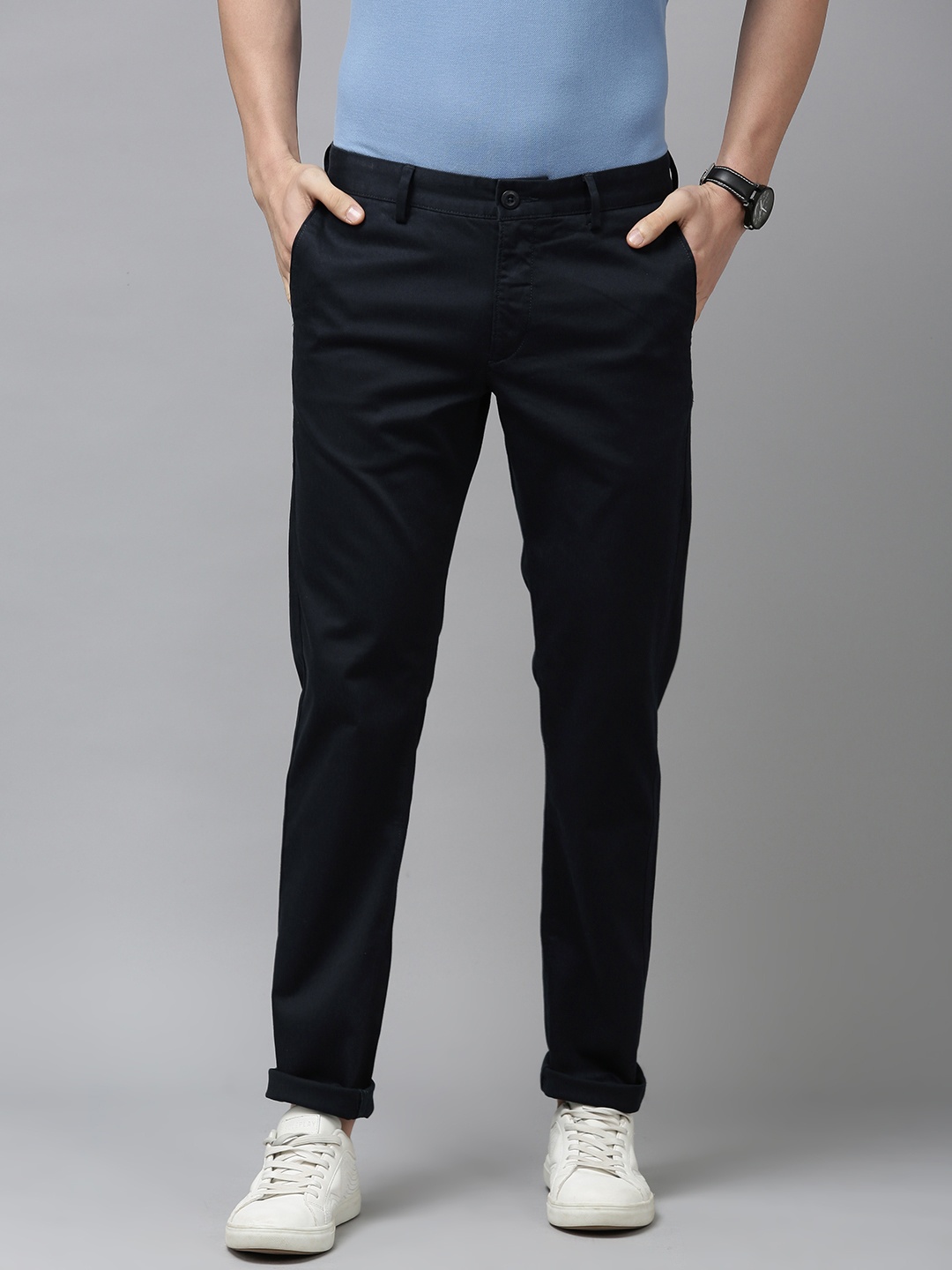 

U.S. Polo Assn. Men Navy Blue Slim Fit Regular Trousers