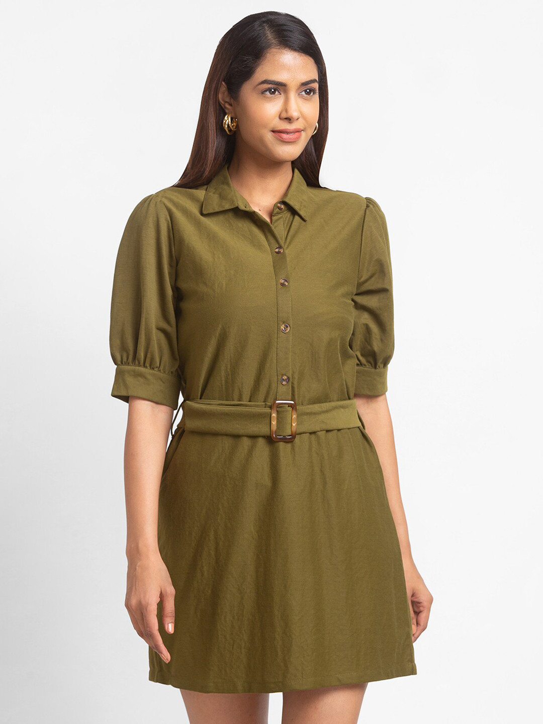 

Globus Women Olive Green Shirt Dress