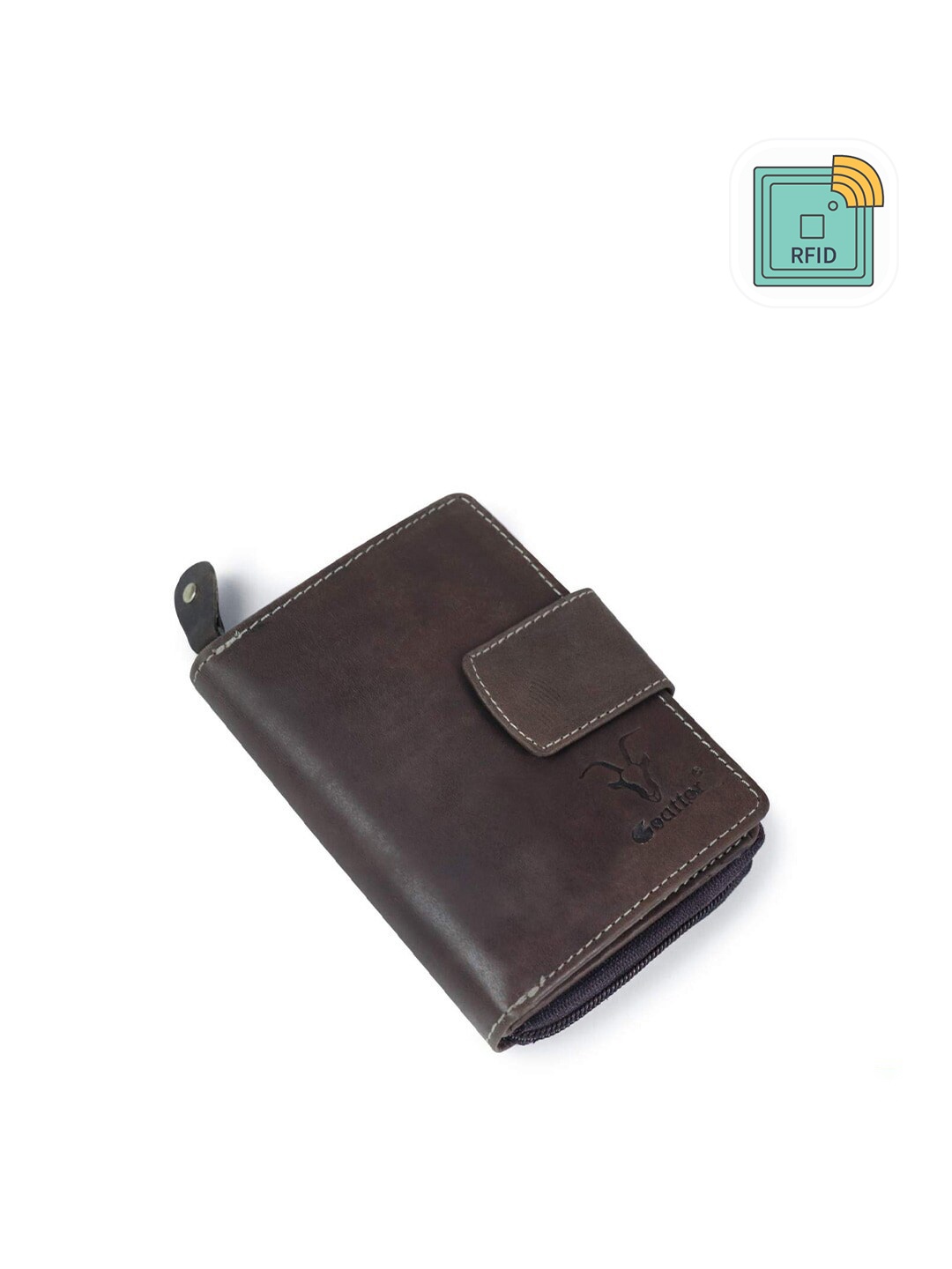 

Goatter Men Coffee Brown Leather Two Fold Wallet