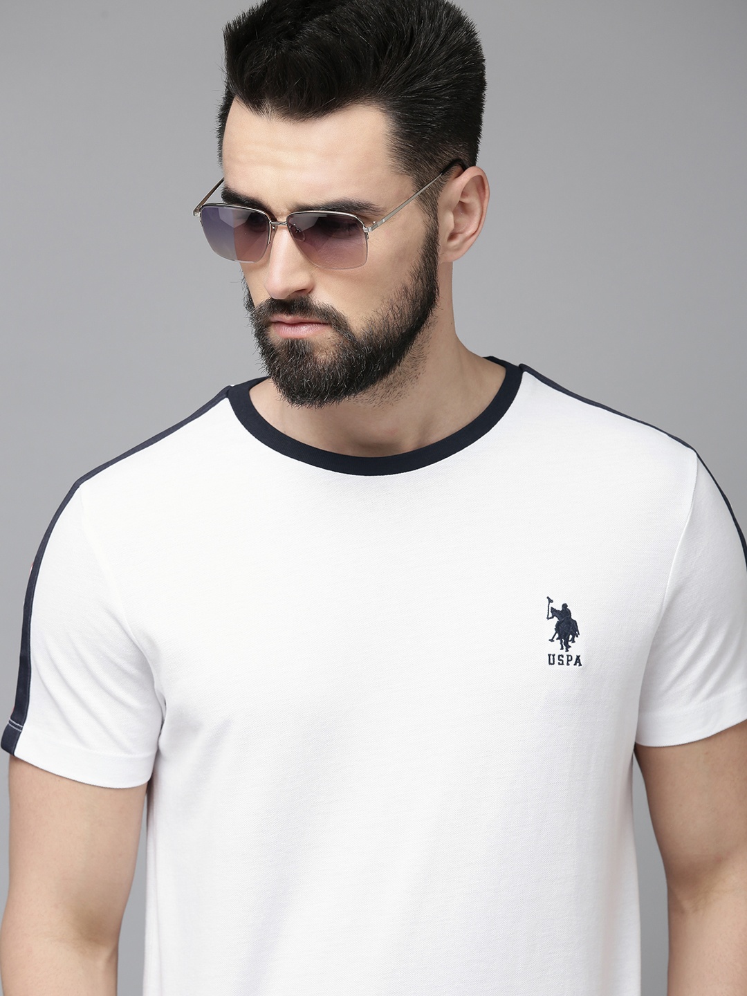 

U S Polo Assn Men White Slim Fit Pure Cotton T-shirt