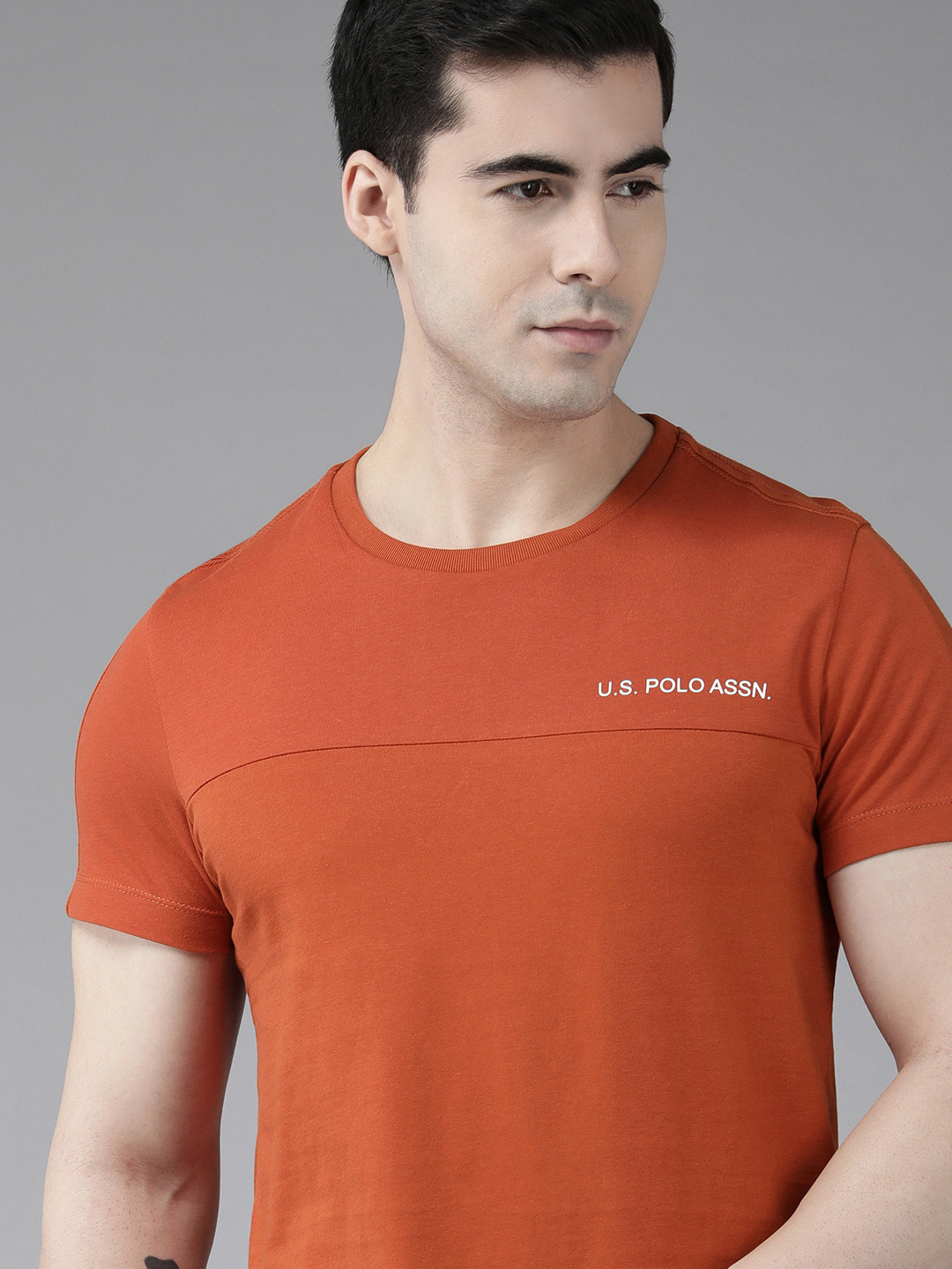 

U.S. Polo Assn. Denim Co. Men Red Brand Logo Pure Cotton Slim Fit T-shirt