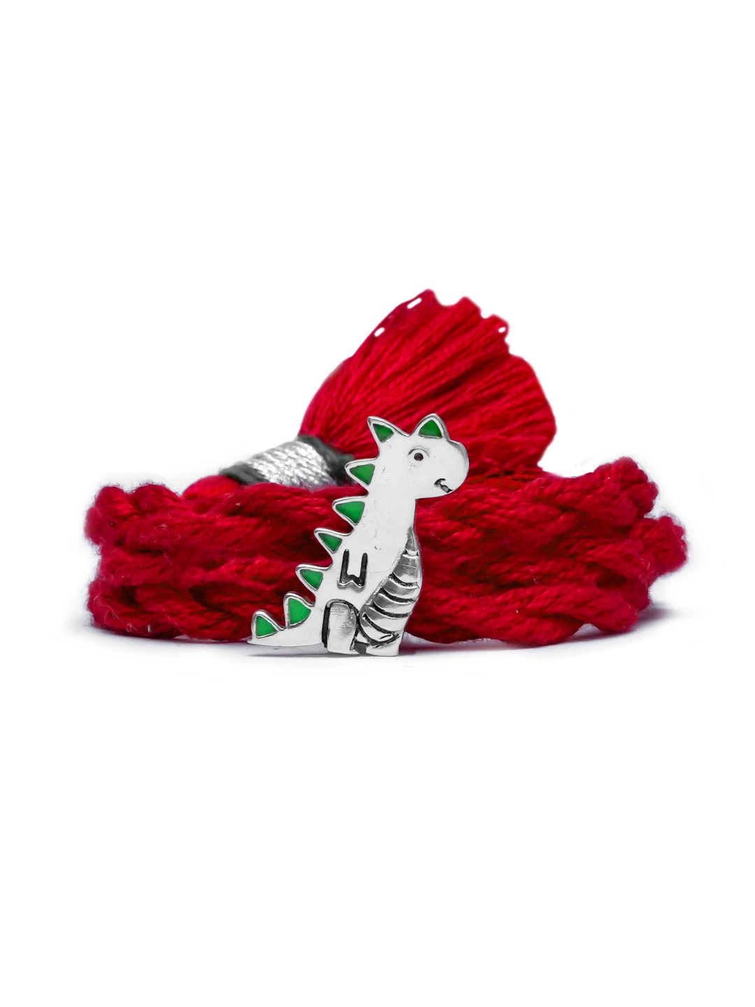 

Meenakari Heritage Jewellery Kids 92.5 Sterling Silver Dinosaur Rakhi