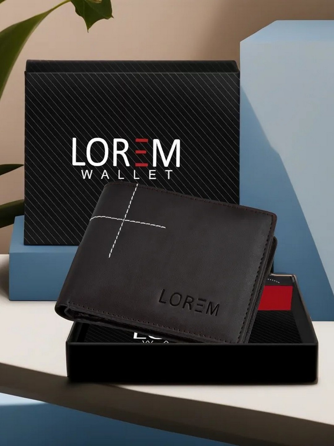 

LOREM Men Brown & White Two Fold Wallet with SIM Card Holder