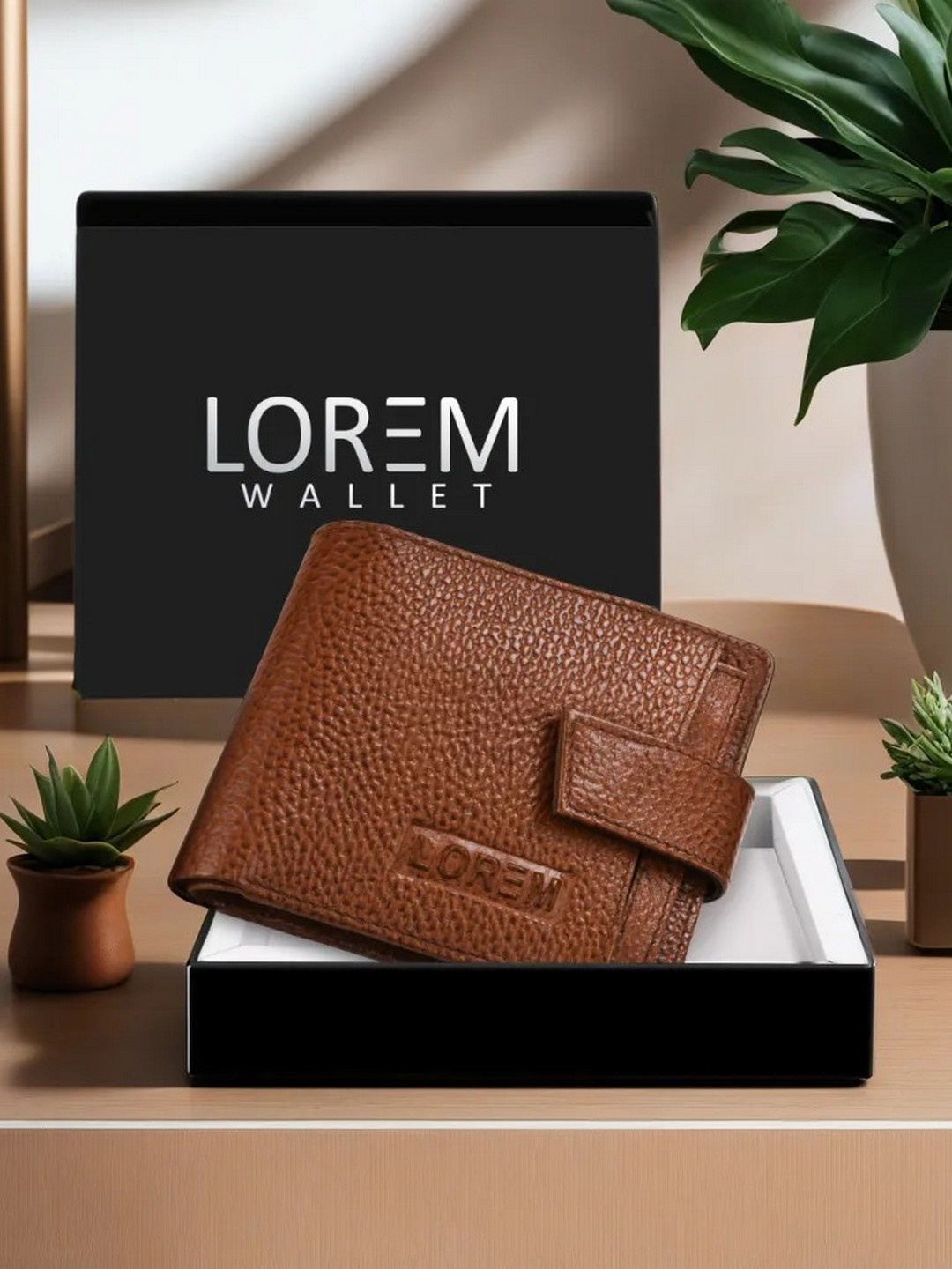 

LOREM Men Tan & Black Textured Leather Two Fold Wallet with SIM Card Holder