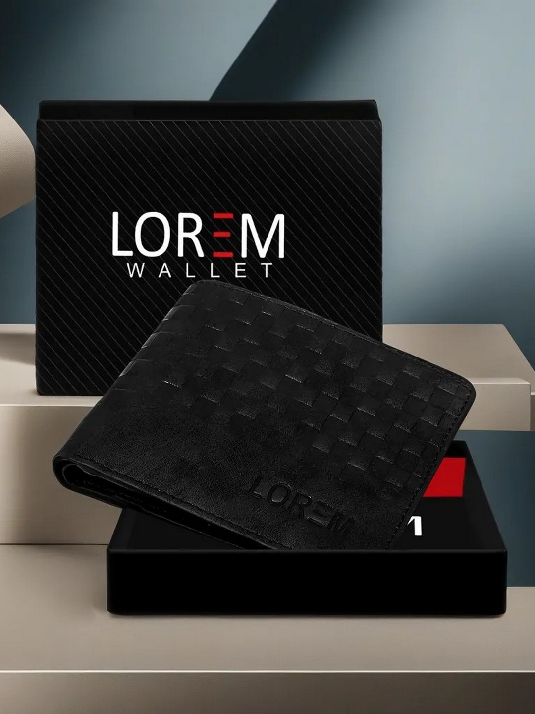 

LOREM Men Black Textured Two Fold Wallet with SIM Card Holder