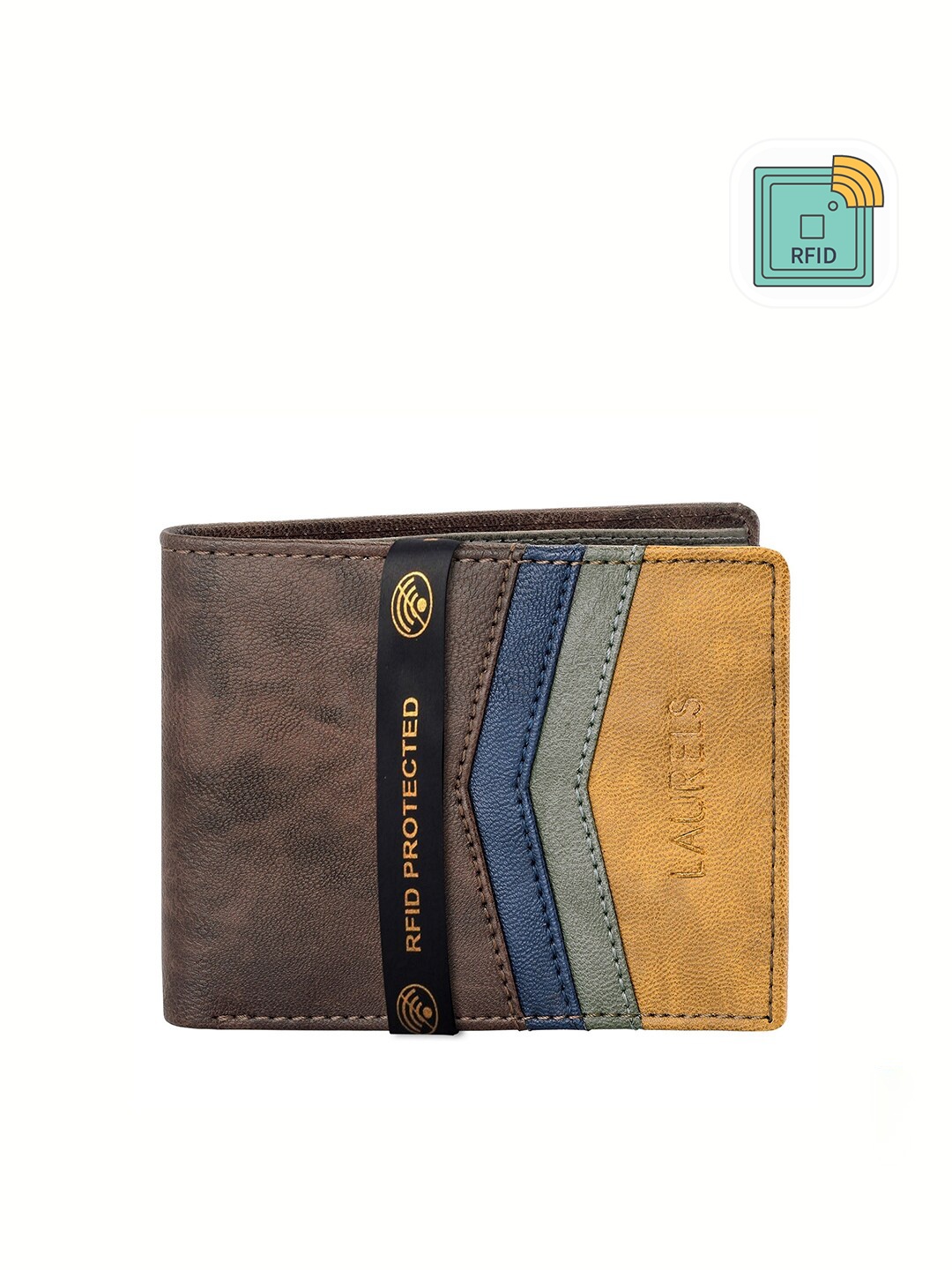 

Walrus Men Brown & Blue Colourblocked Two Fold Wallet