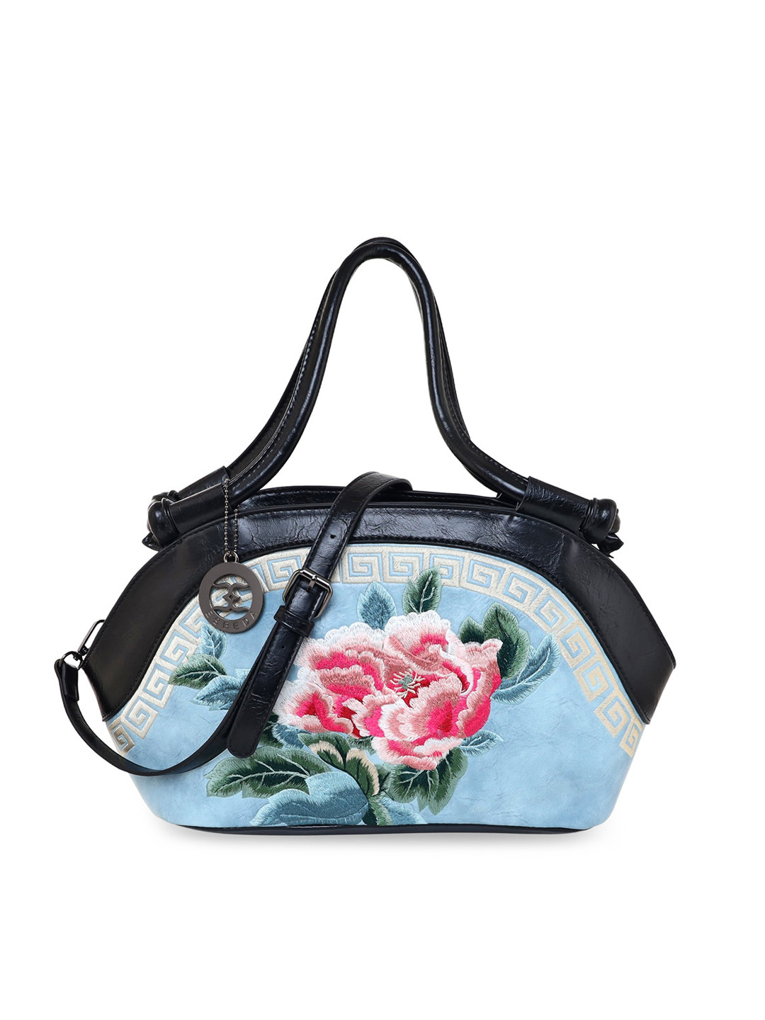 

ESBEDA Blue Floral Printed PU Shopper Handheld Bag