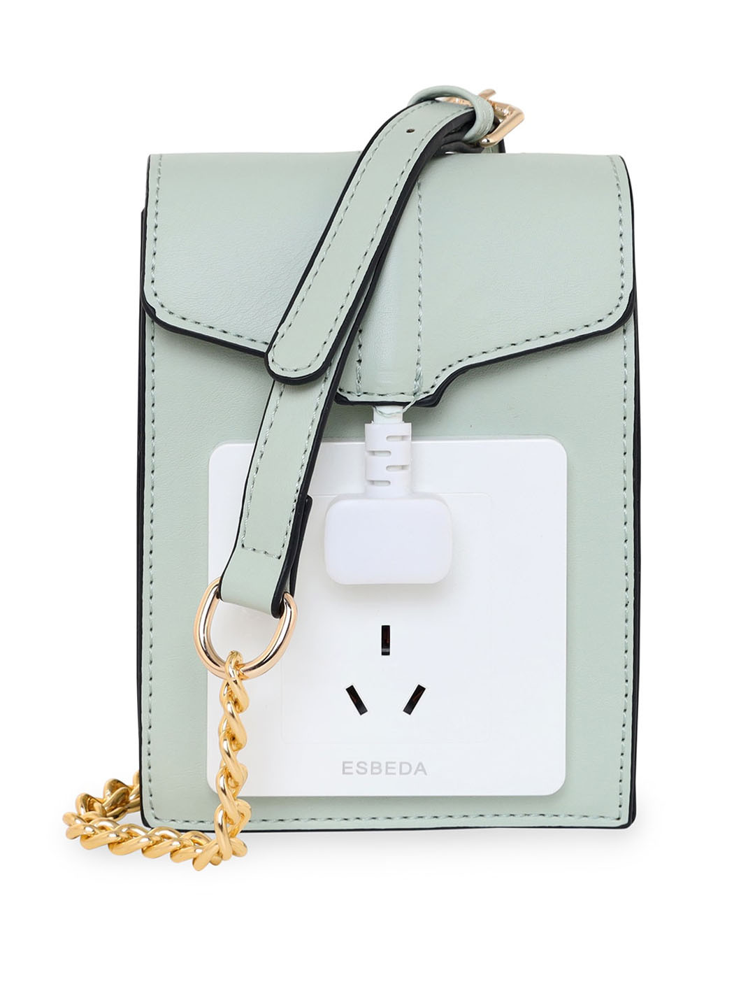 

ESBEDA Green PU Bucket Sling Bag with Applique