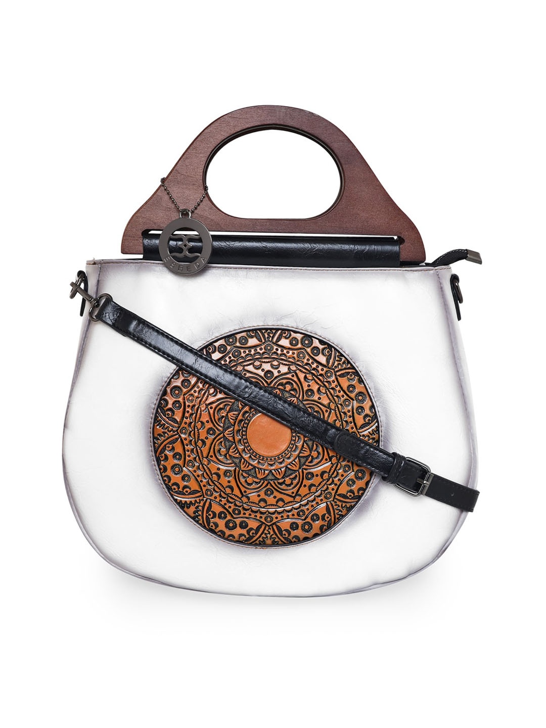 

ESBEDA White PU Swagger Handheld Bag with Applique
