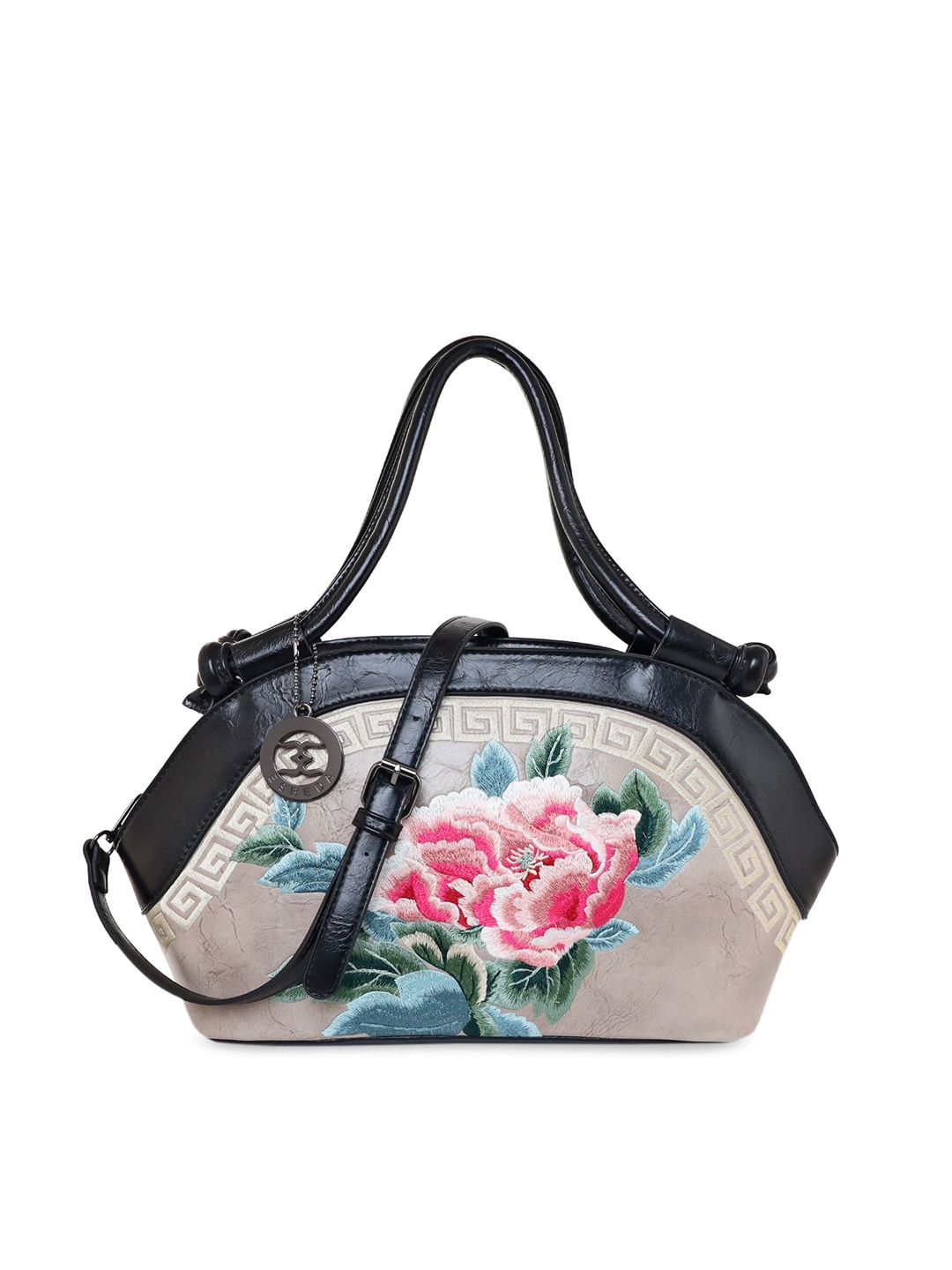 

ESBEDA Beige Floral Printed PU Shopper Handheld Bag