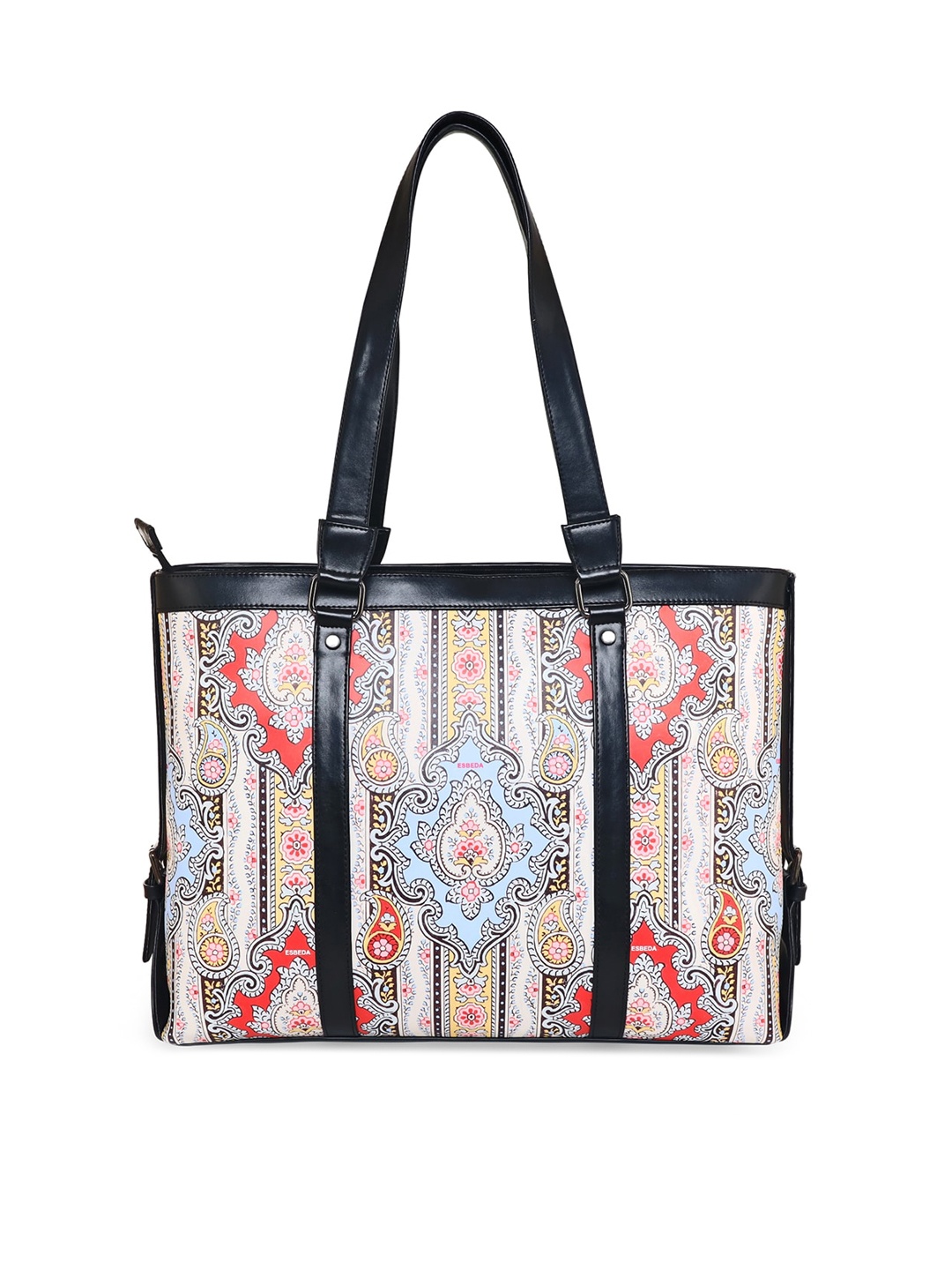 

ESBEDA Multicoloured Printed PU Oversized Structured Tote Bag, Multi