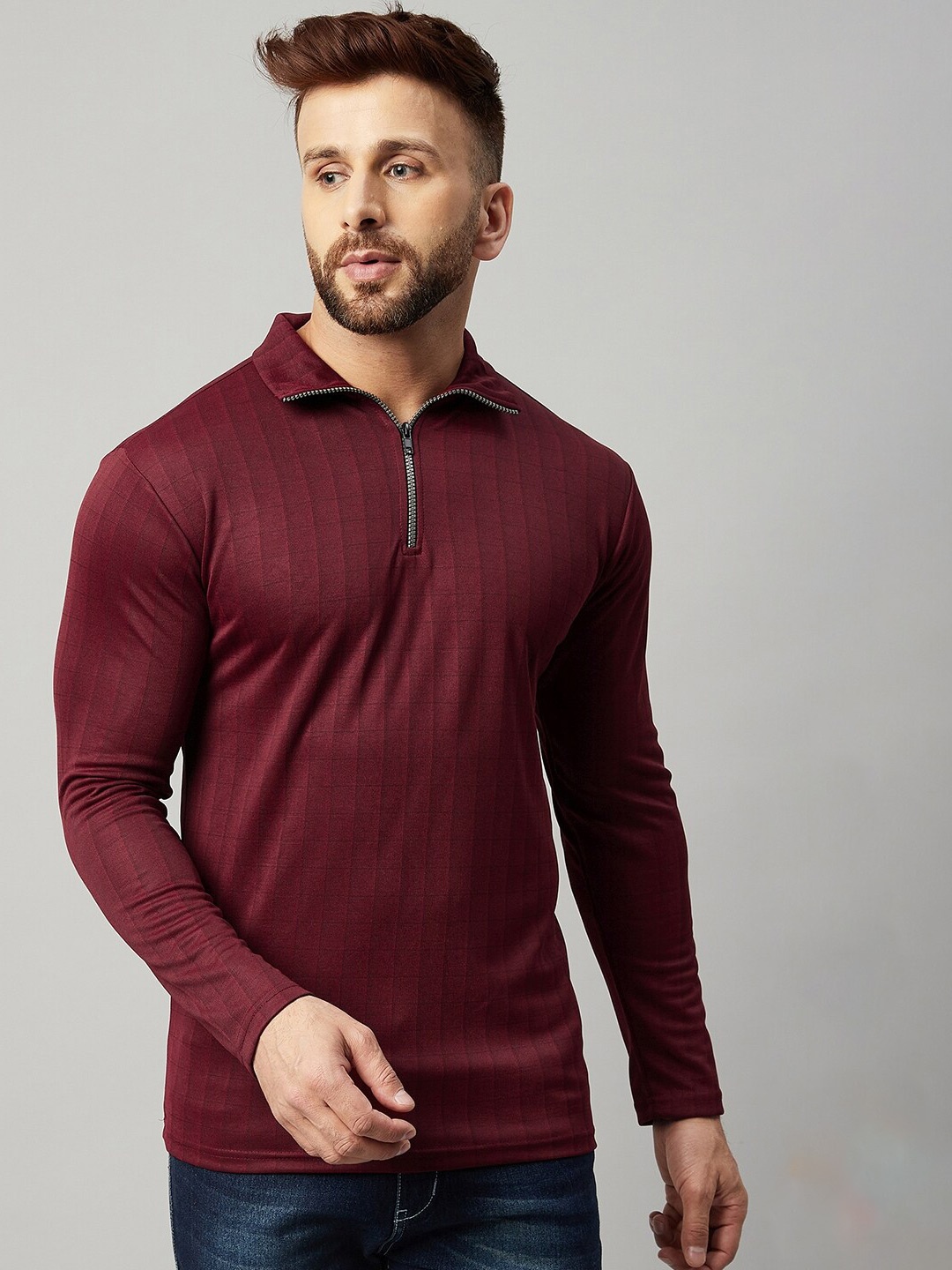 

GRITSTONES Men Maroon Polo Collar T-shirt