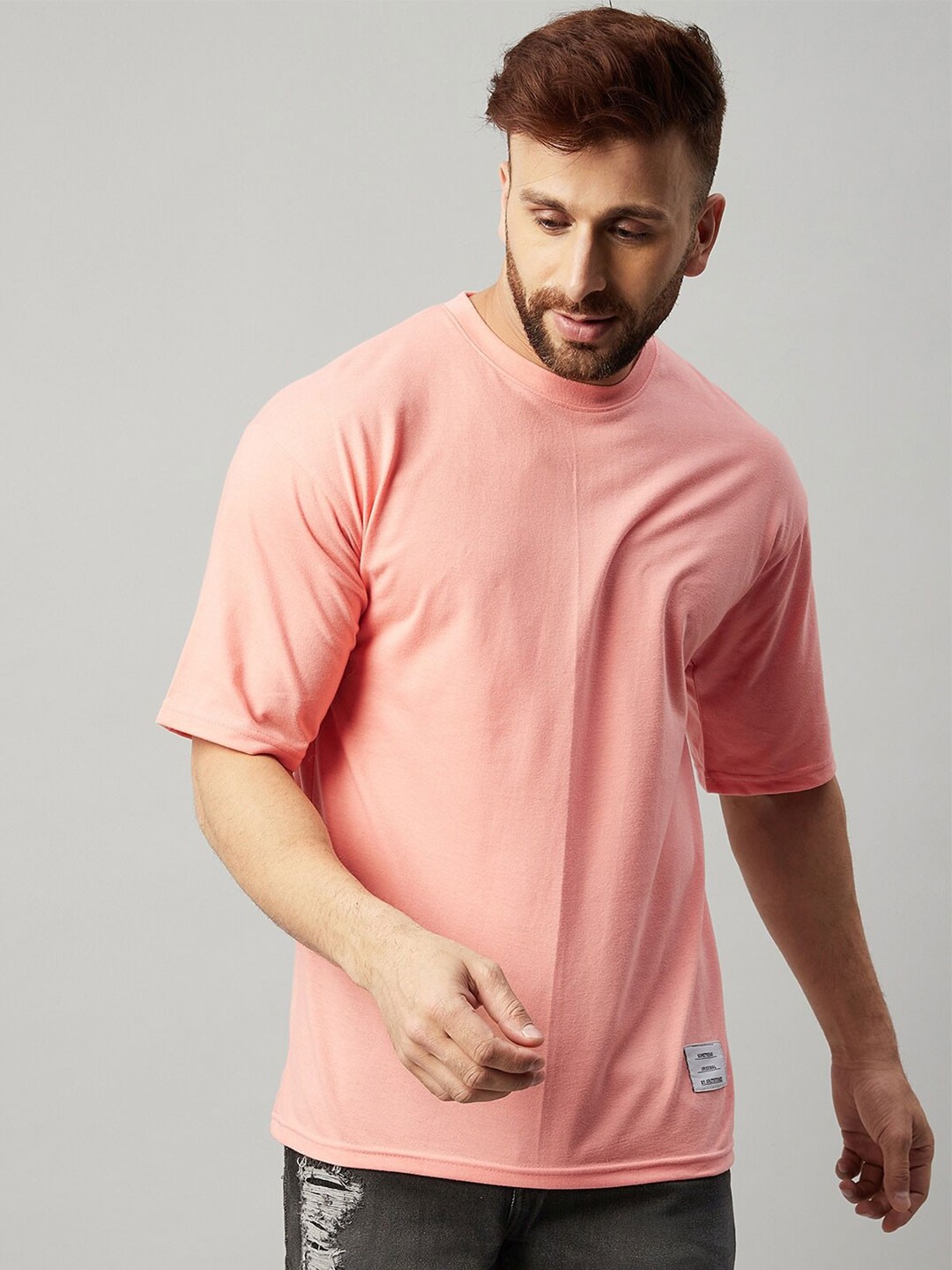 

GRITSTONES Men Coral Oversized T-shirt