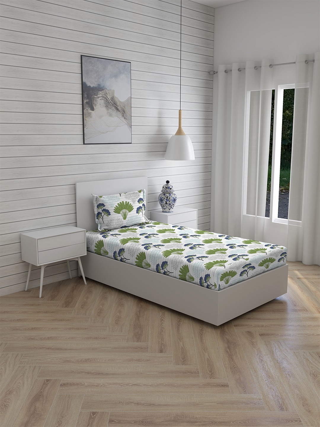 

Layers White Printed Bedsheet