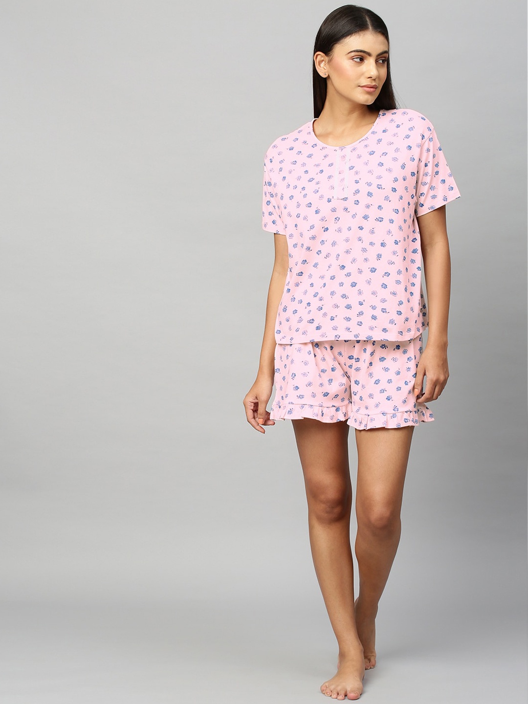 

Chemistry Women Pink & Blue Printed Night suit