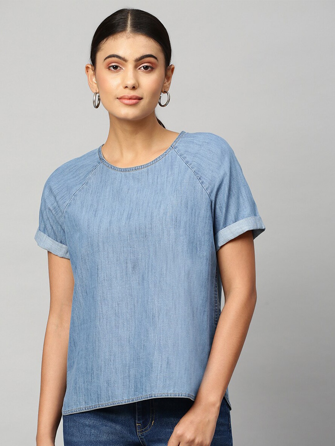 

Chemistry Navy Blue Denim Styled Back Top