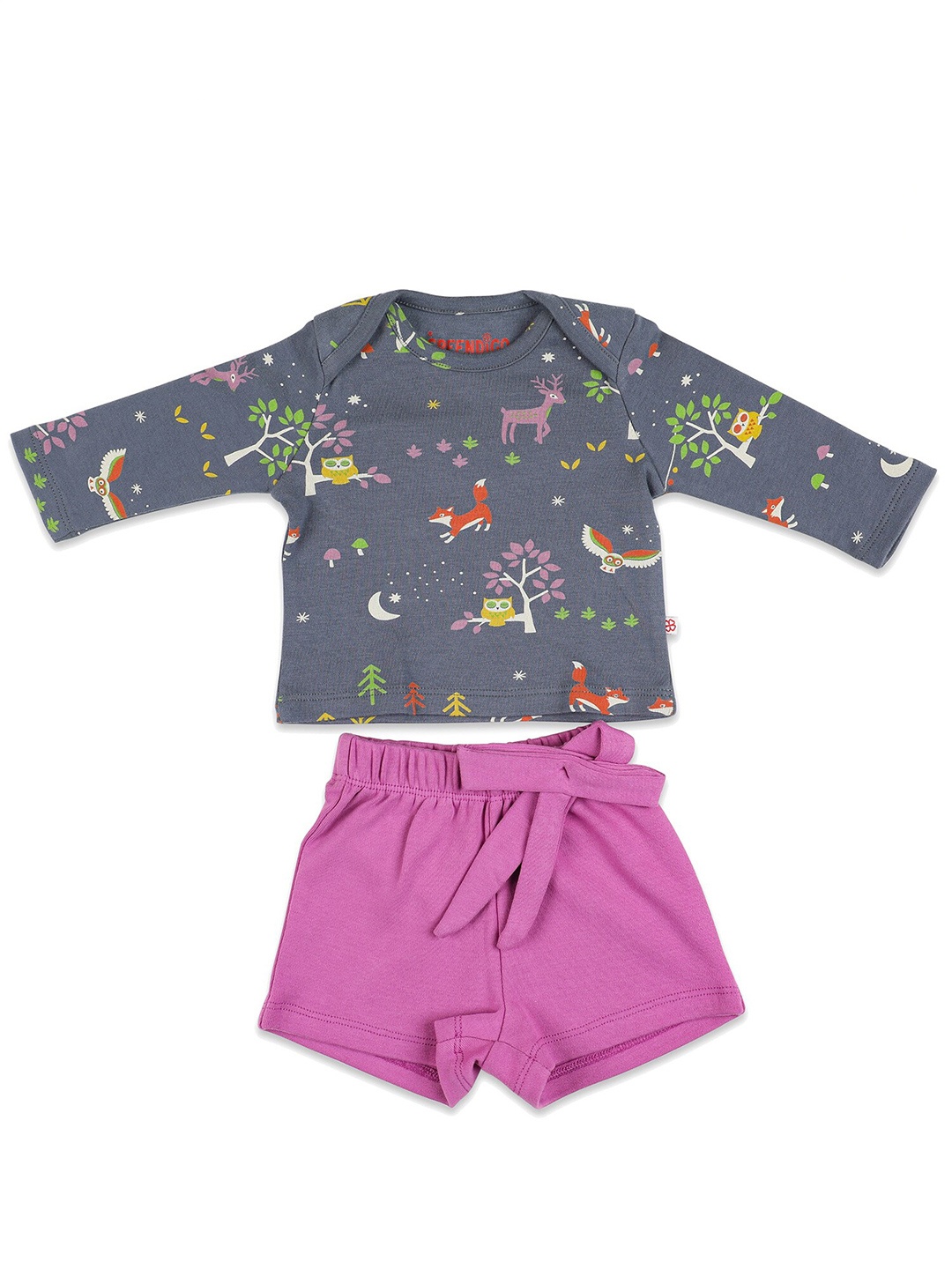 

GREENDIGO Kids Pink Printed Organic Cotton Applique T-shirt