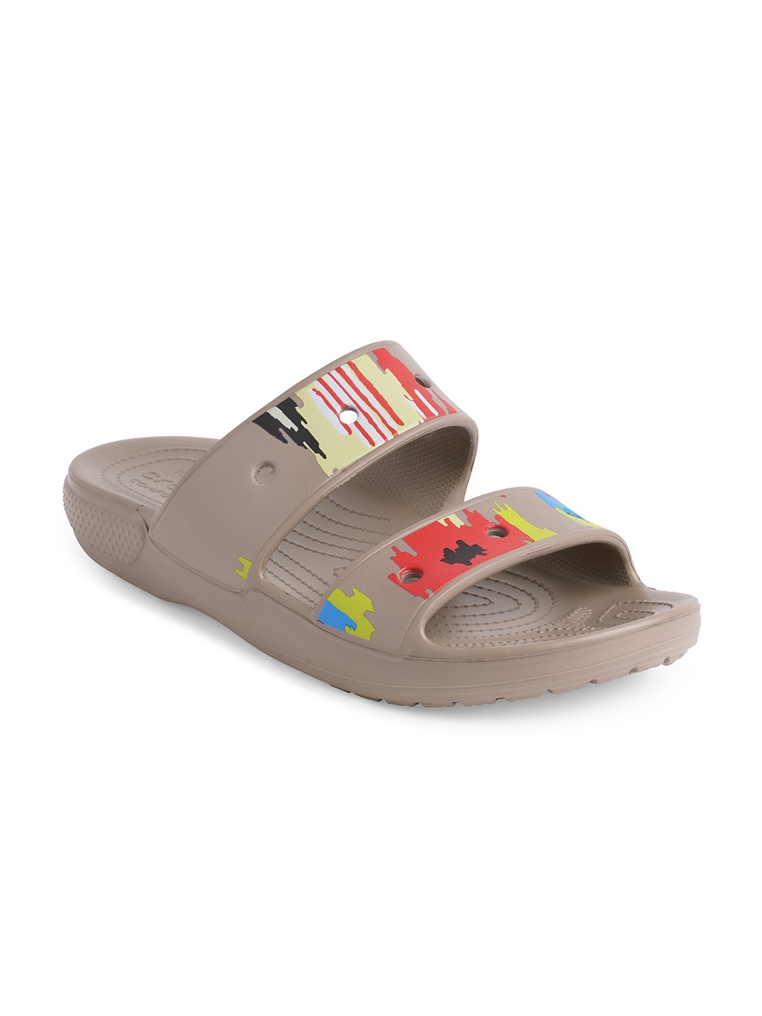 

Crocs Unisex Beige Printed Sliders