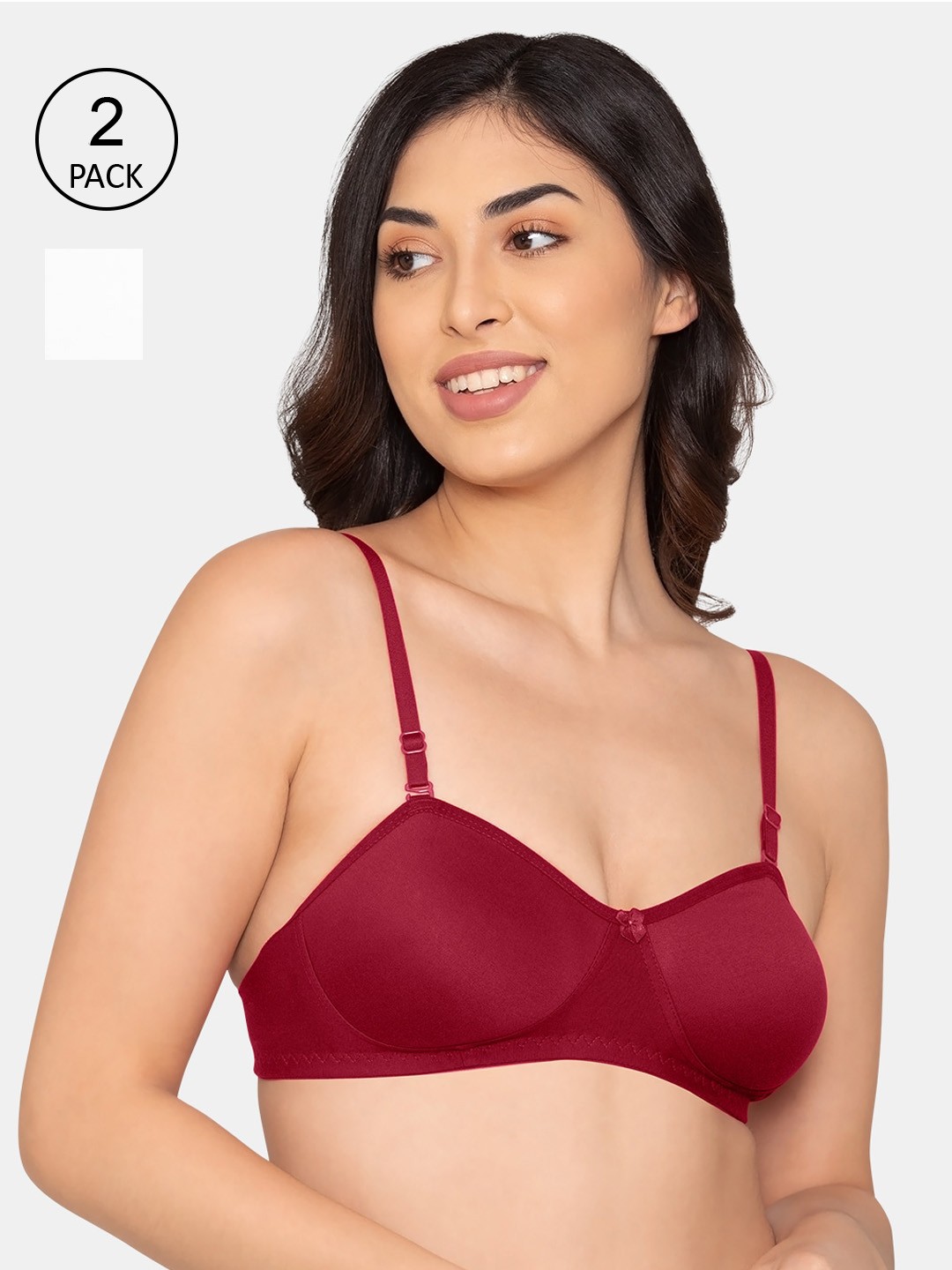 

K LINGERIE Pack Of 2 Women Maroon & White Non-Padded Medium coverage Bra
