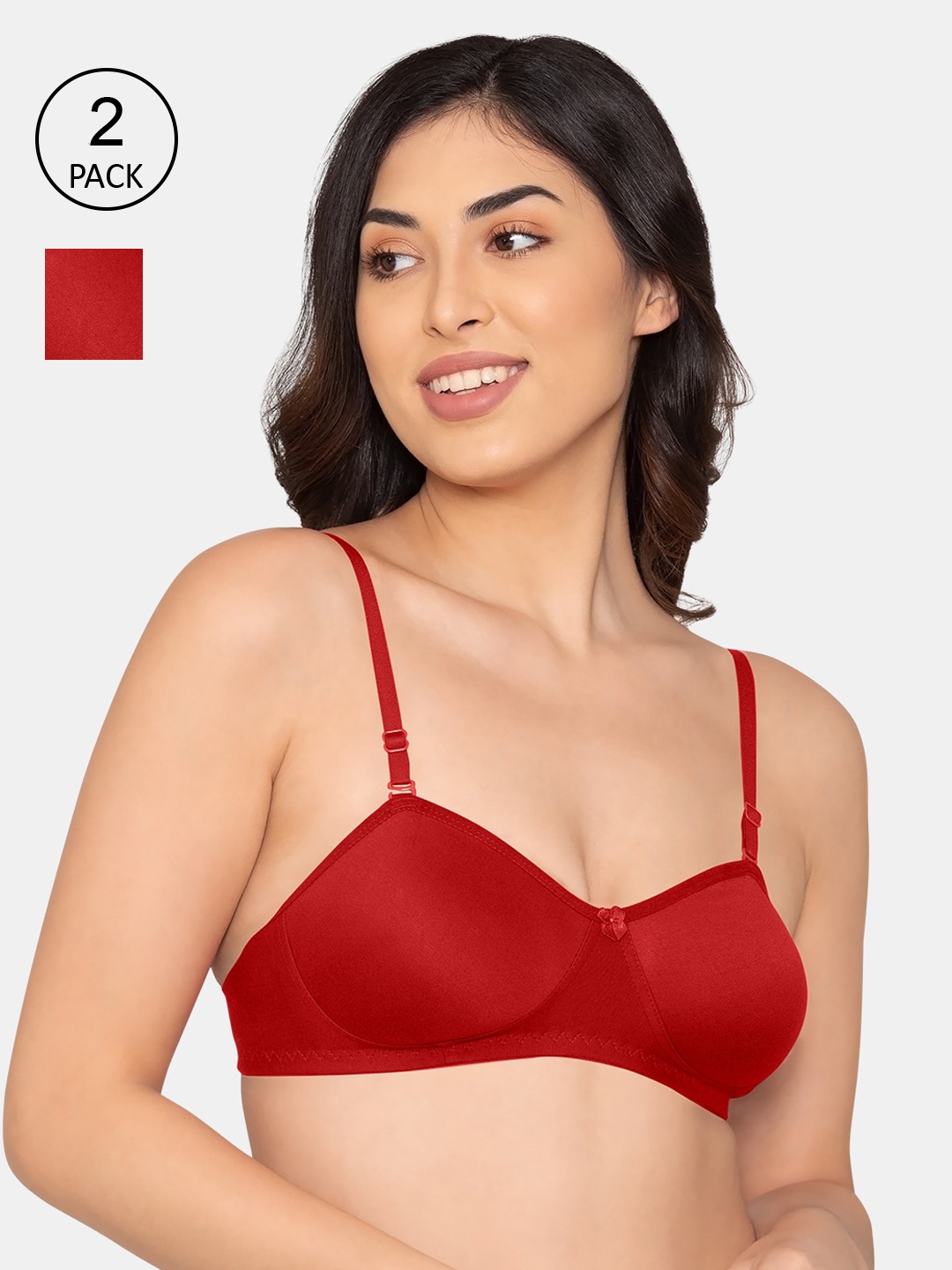 

K LINGERIE Pack Of 2 Women Red & Black Non-Padded Medium coverage Bra