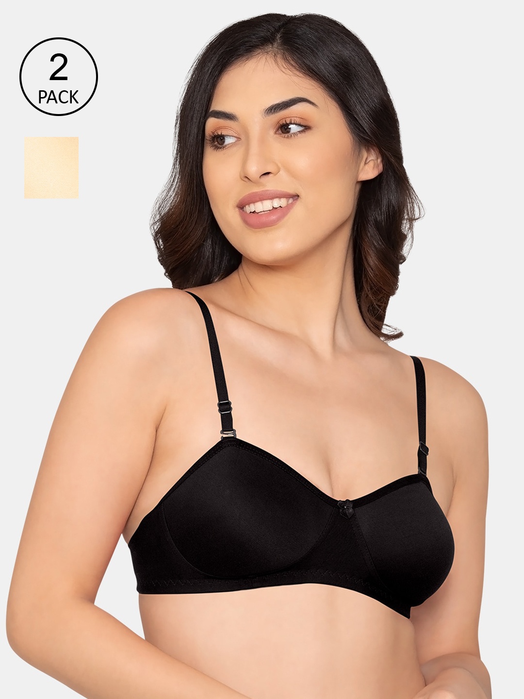 

K LINGERIE Black & Beige Bra set of 2