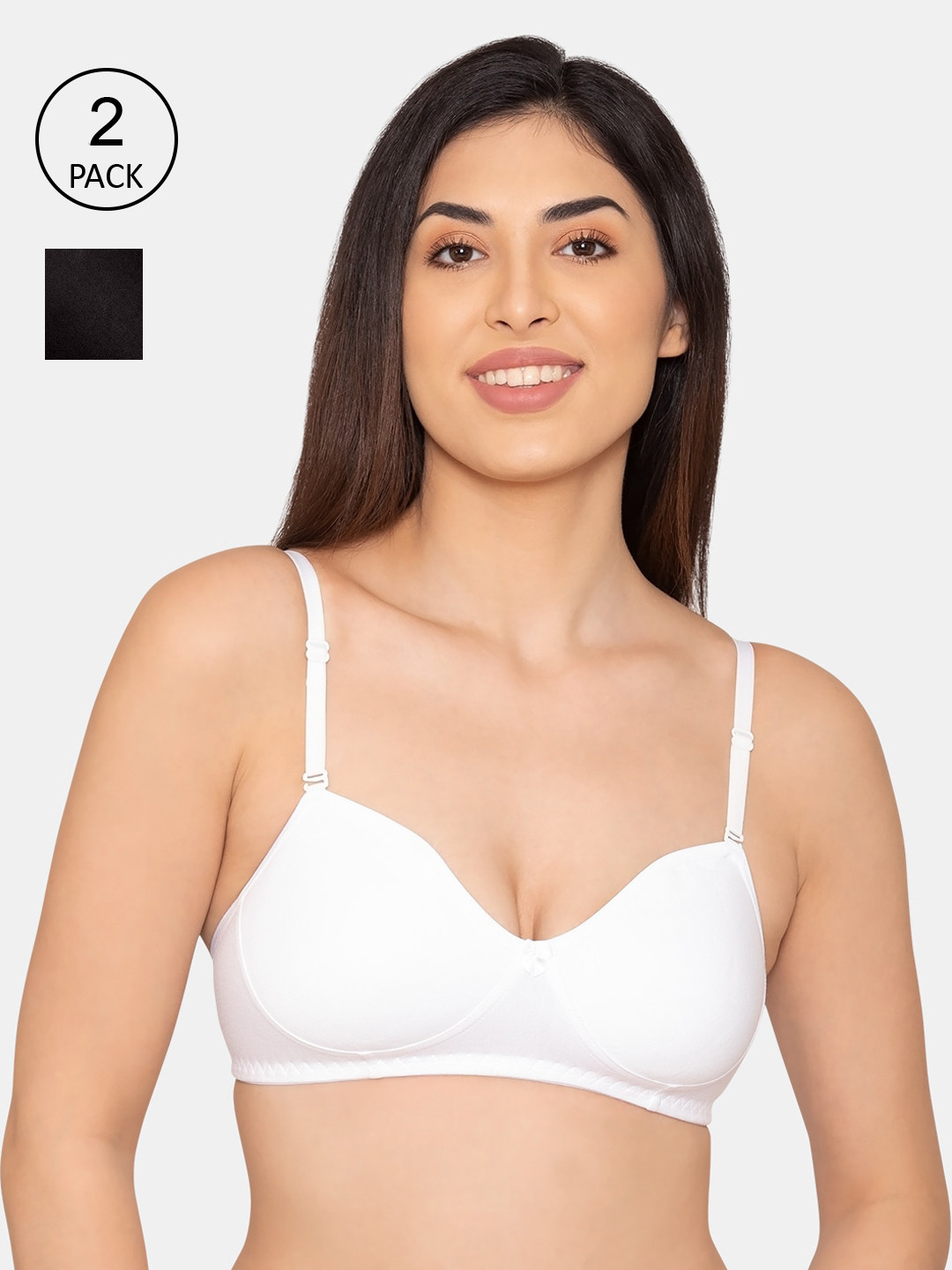 

K LINGERIE Pack Of 2 Women White & Black Non-Padded Medium coverage Bra