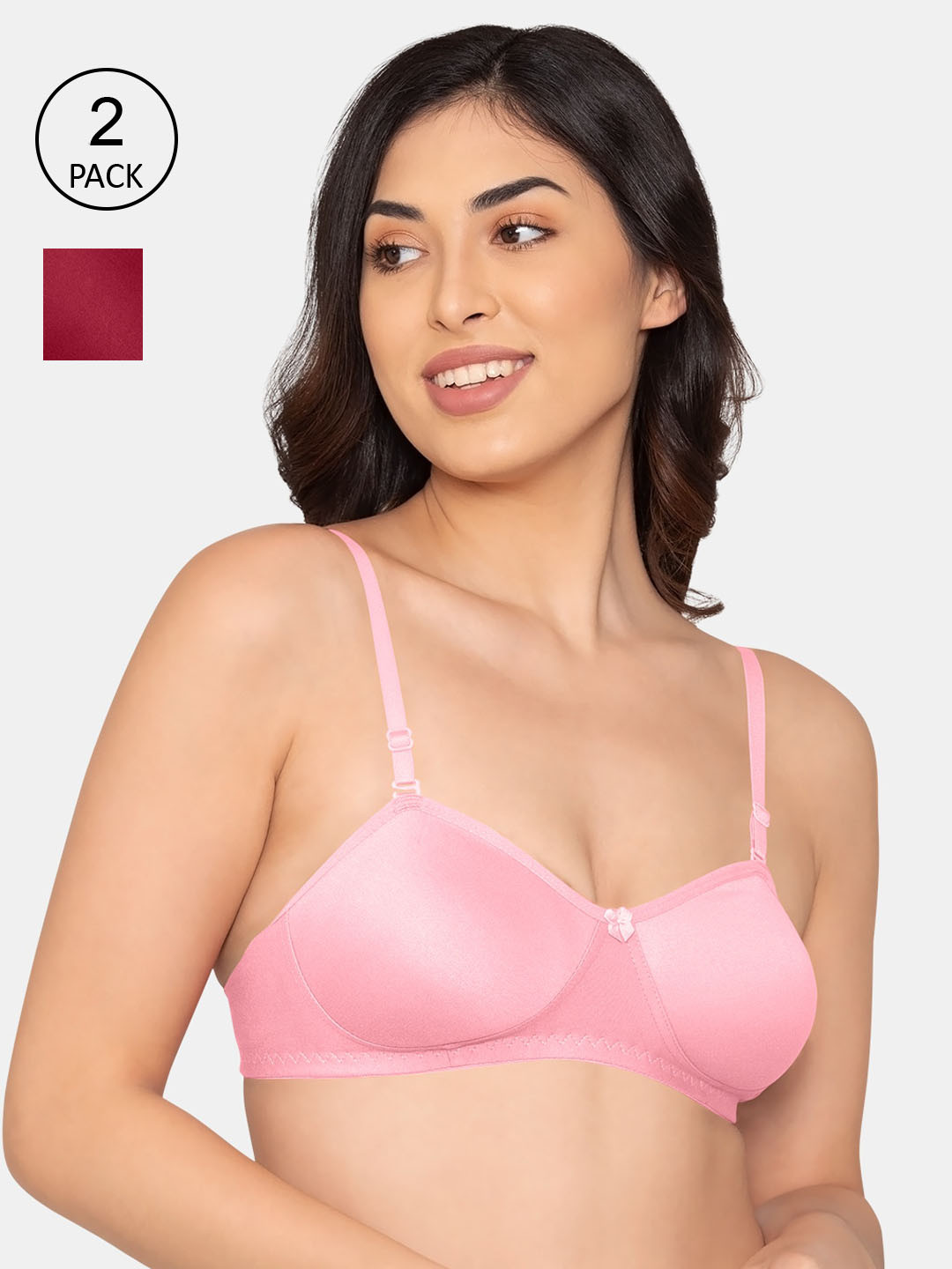 

K LINGERIE Pink & Maroon Bra set of 2