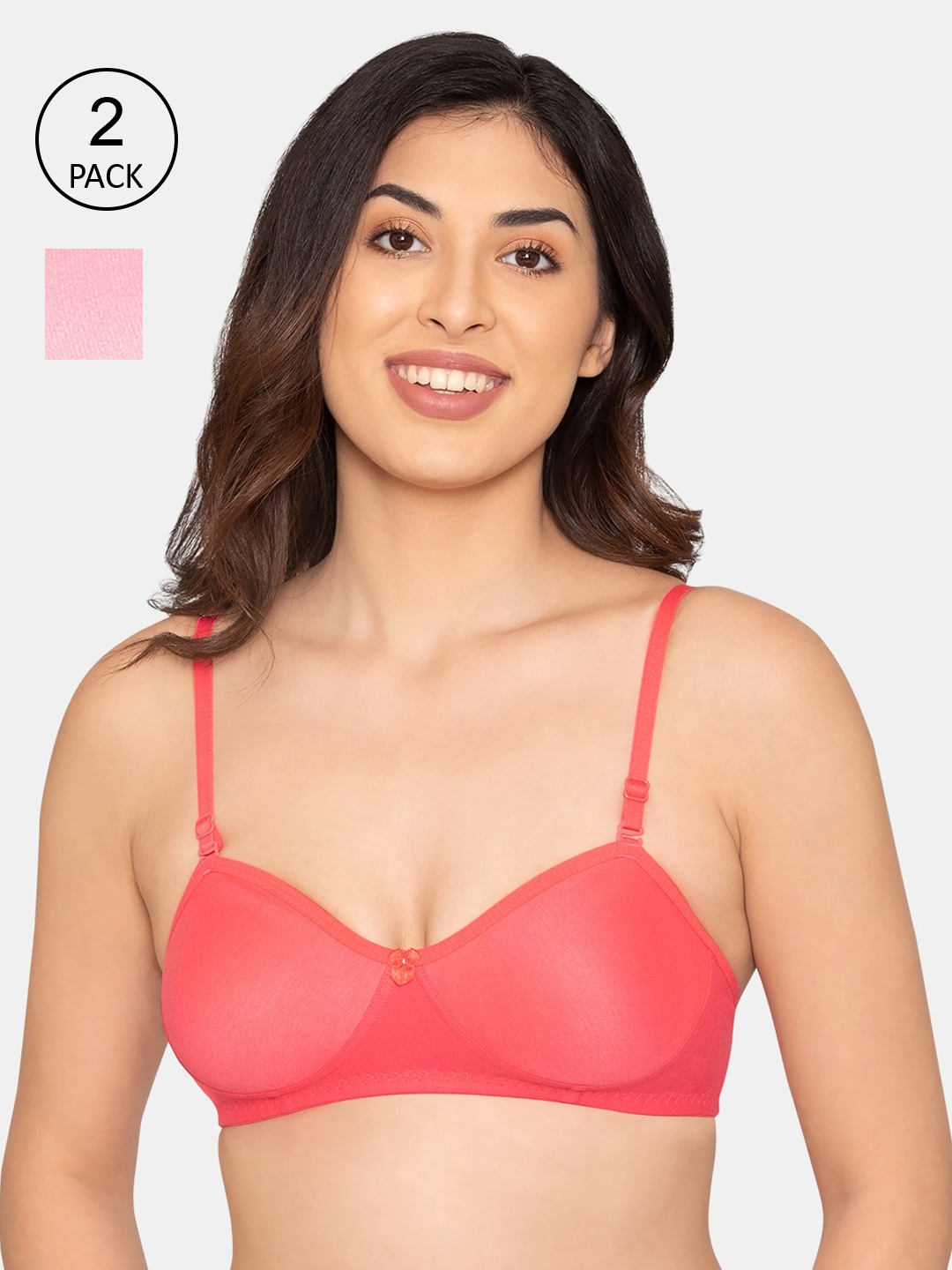 

K LINGERIE Pack Of 2 Women Pink Non-Padded Medium coverage Bra