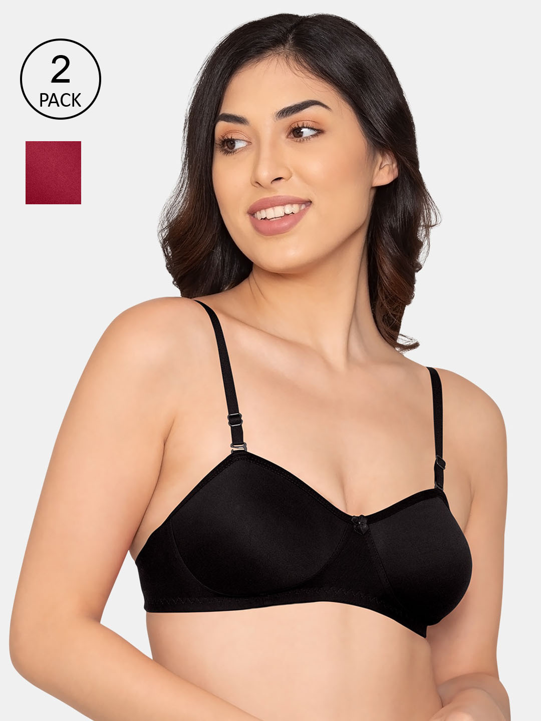 

K LINGERIE Black & Maroon Bra set of 2
