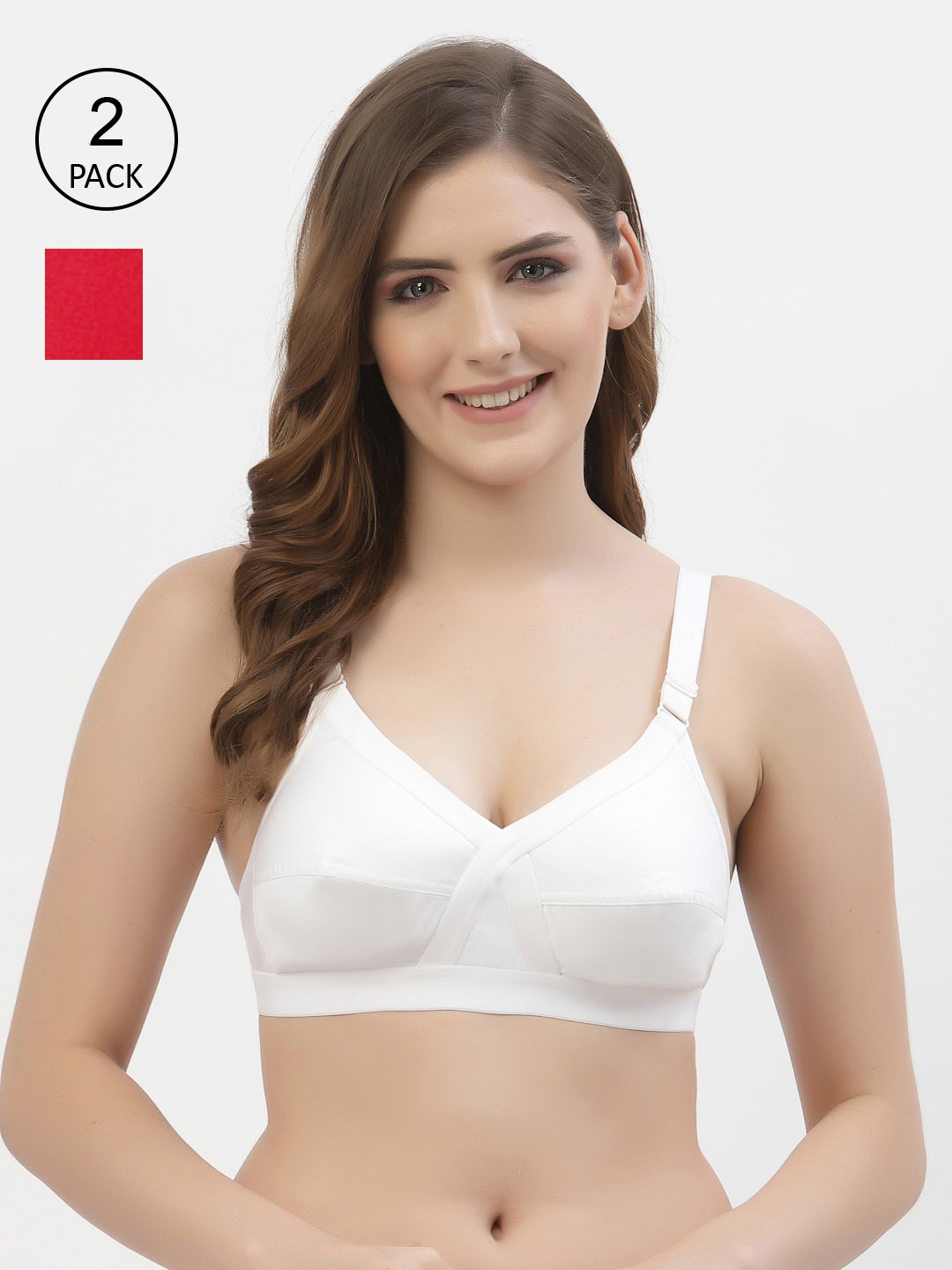 

Floret White & Red Pack of 2 Full Coverage Cotton Bra