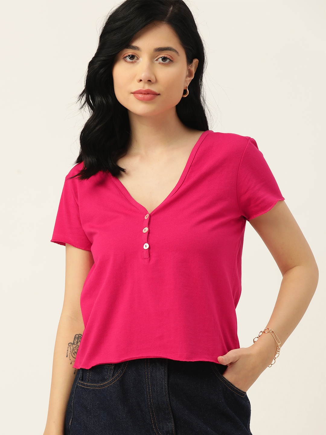 

DressBerry Women Pink Solid Top
