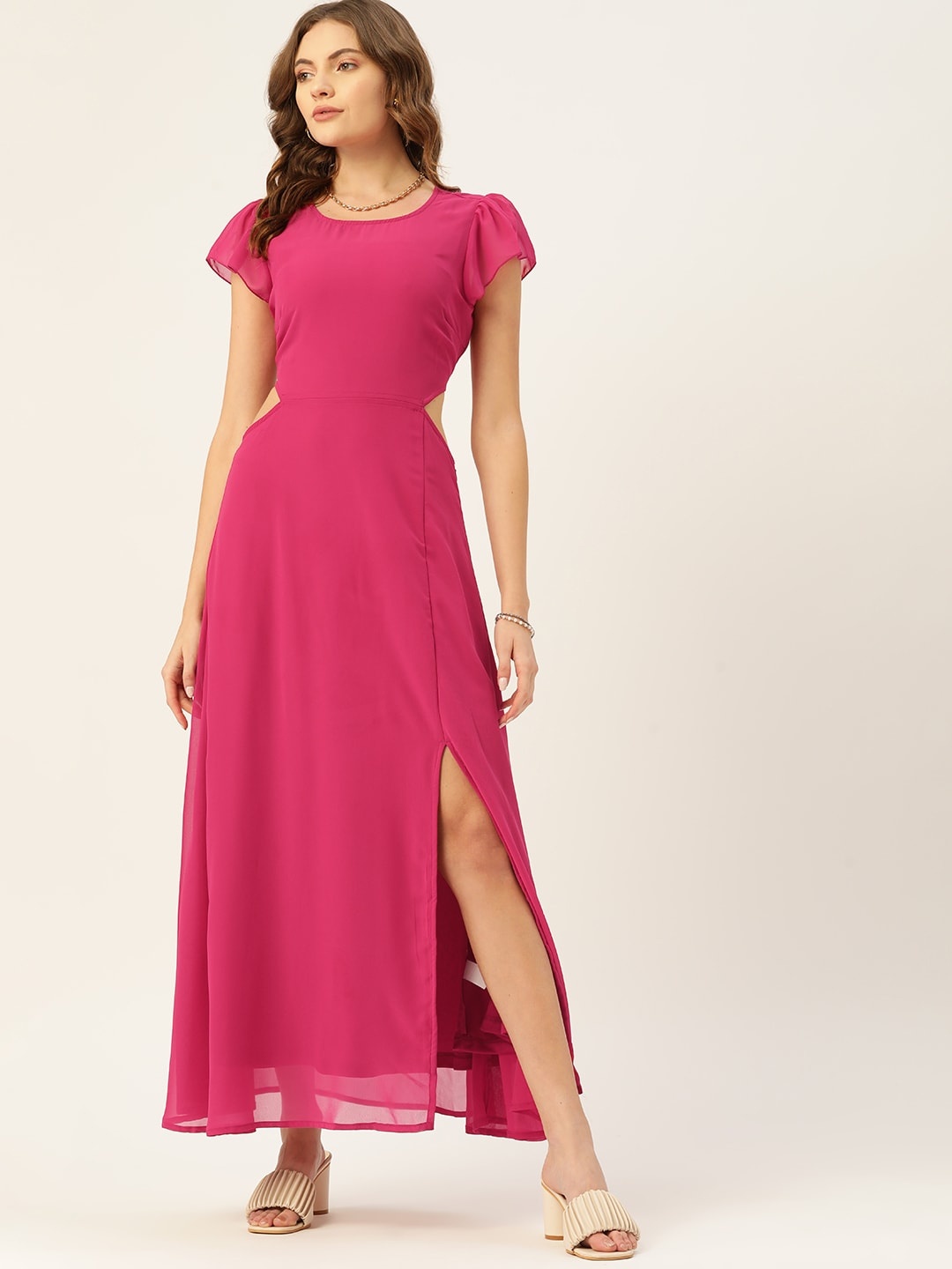 

DressBerry Magenta Solid Maxi Dress