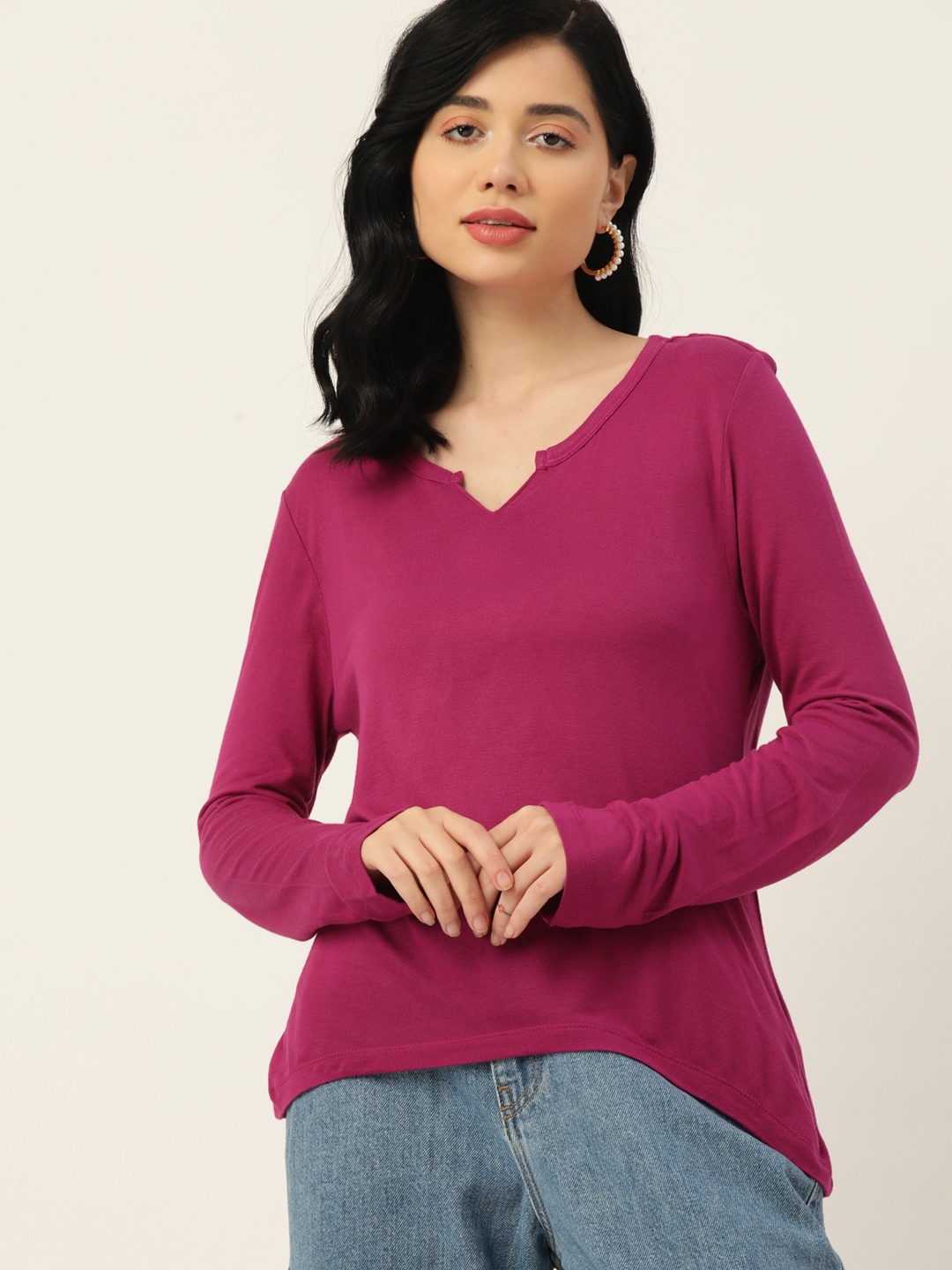 

DressBerry Women Purple Solid Knitted T-shirt