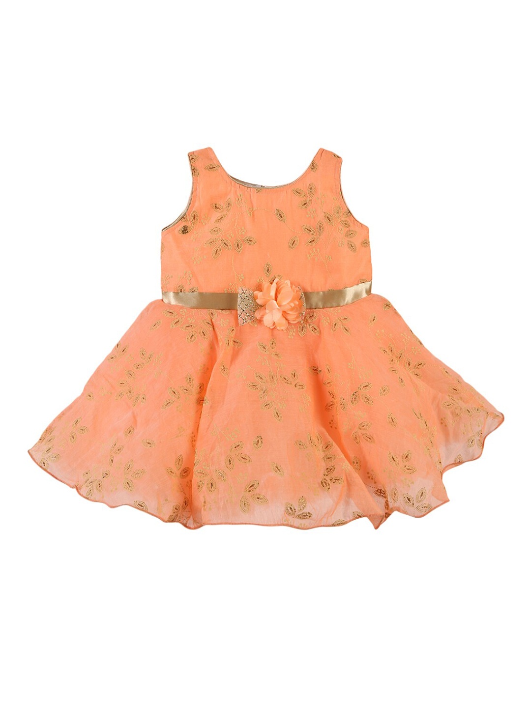 

V-Mart Peach-Coloured Floral Satin Dress