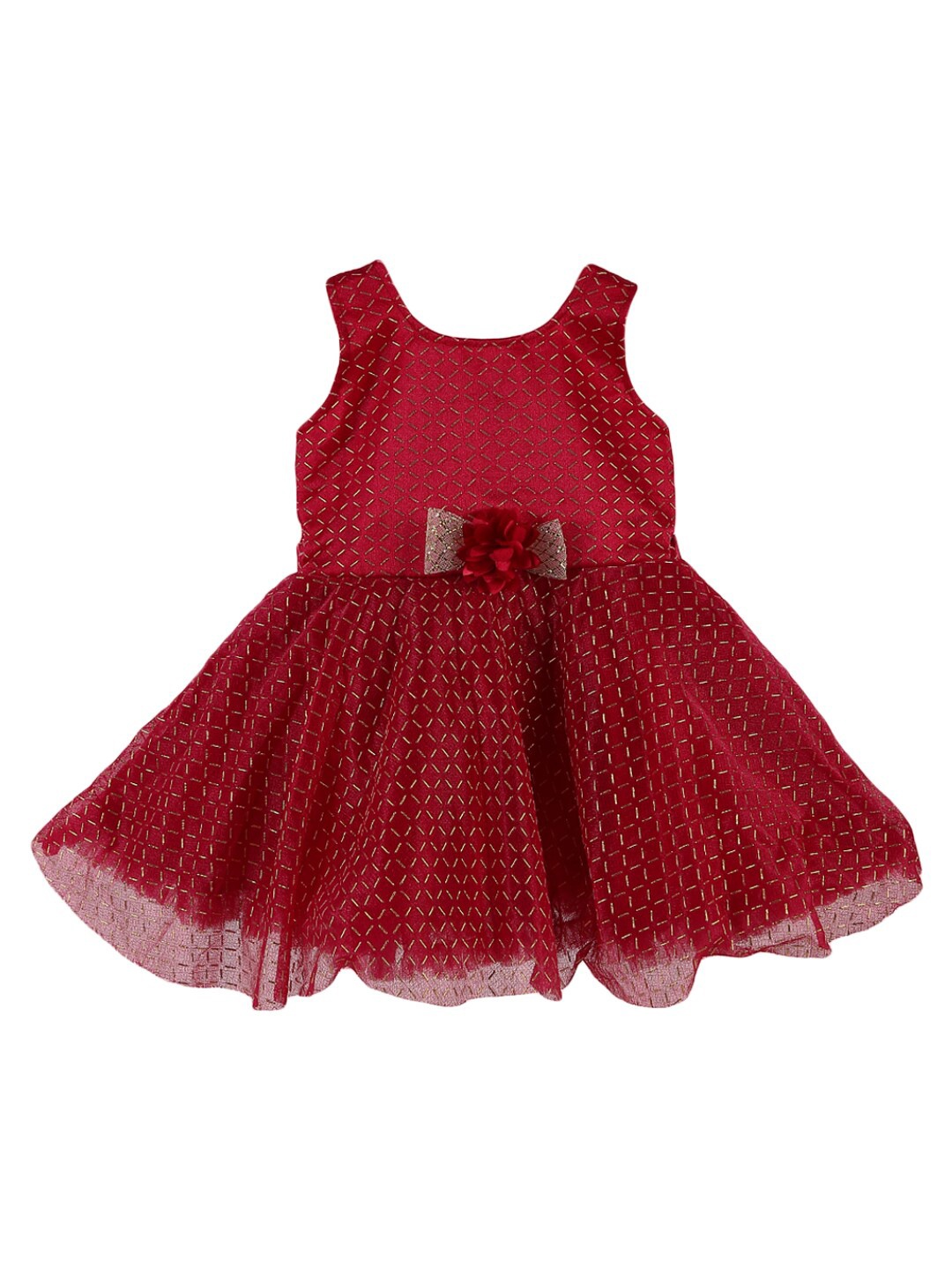 

V-Mart Maroon & Gold-Toned Satin Dress